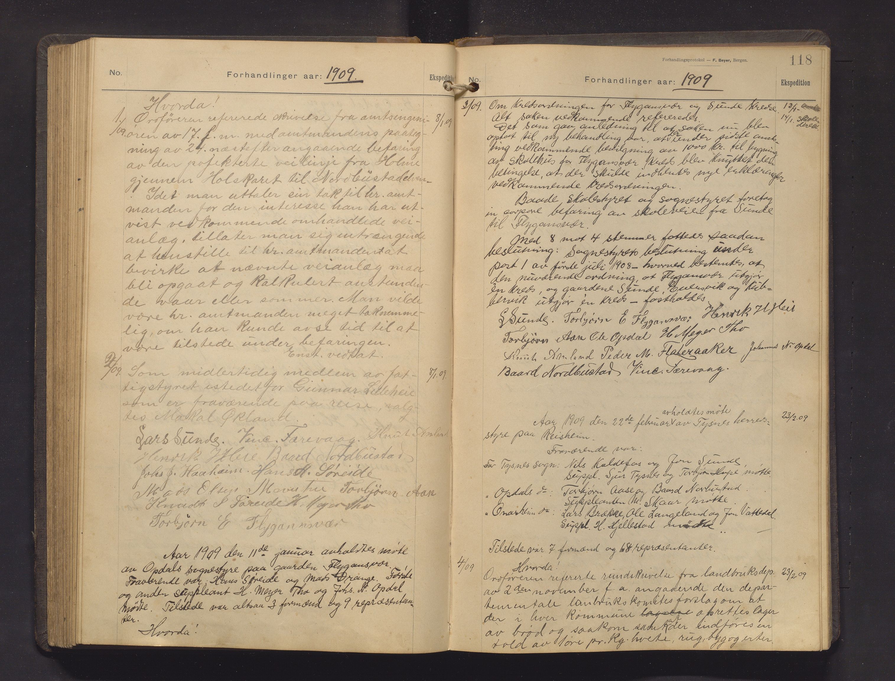 Tysnes kommune. Formannskapet, IKAH/1223-021/A/Aa/L0004: Møtebok for formannskap og heradstyre , 1903-1913, p. 118