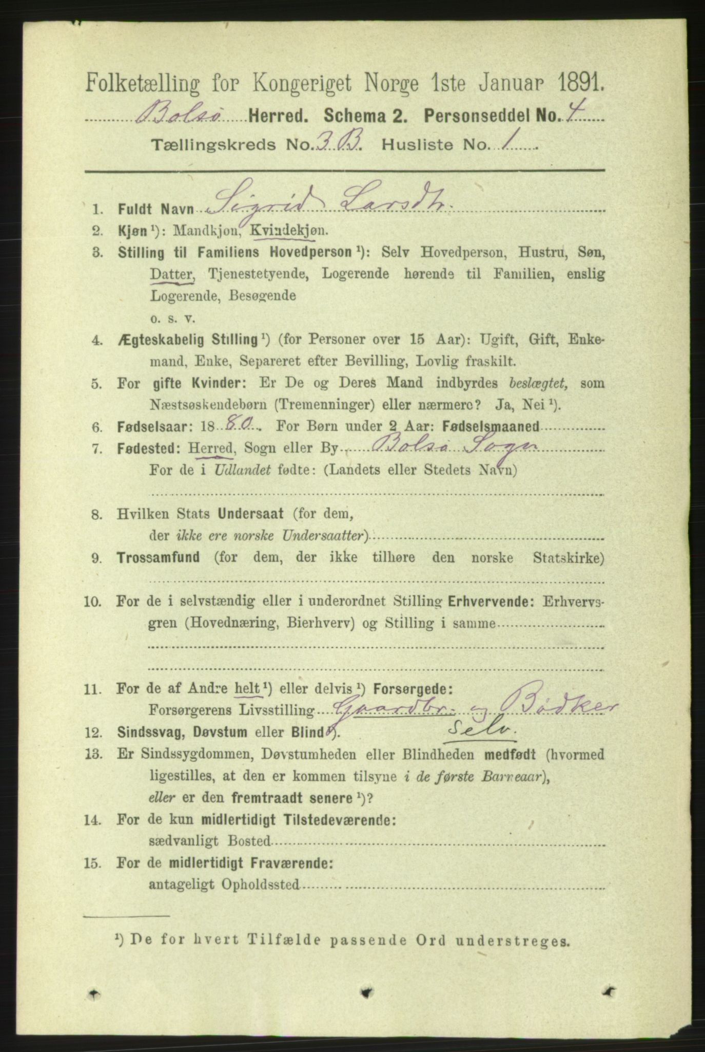 RA, 1891 census for 1544 Bolsøy, 1891, p. 2092