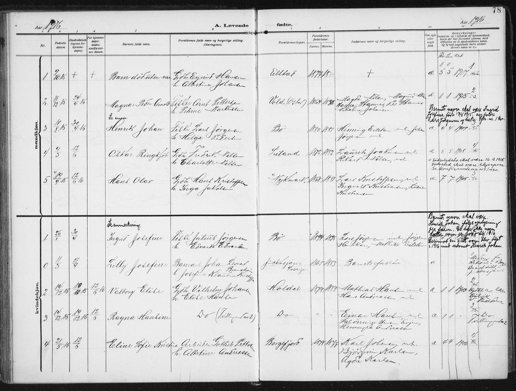 Ministerialprotokoller, klokkerbøker og fødselsregistre - Nordland, SAT/A-1459/880/L1135: Parish register (official) no. 880A09, 1908-1919, p. 78