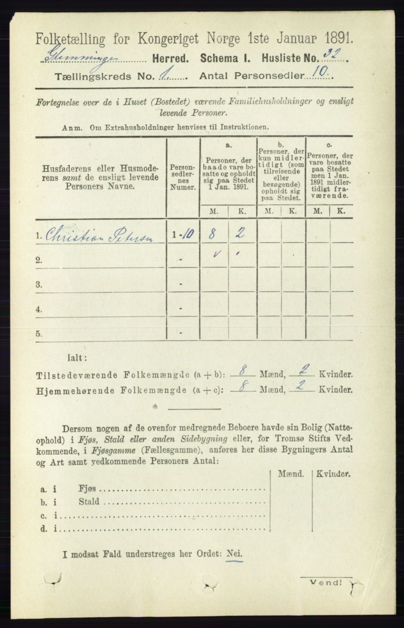 RA, 1891 census for 0132 Glemmen, 1891, p. 76