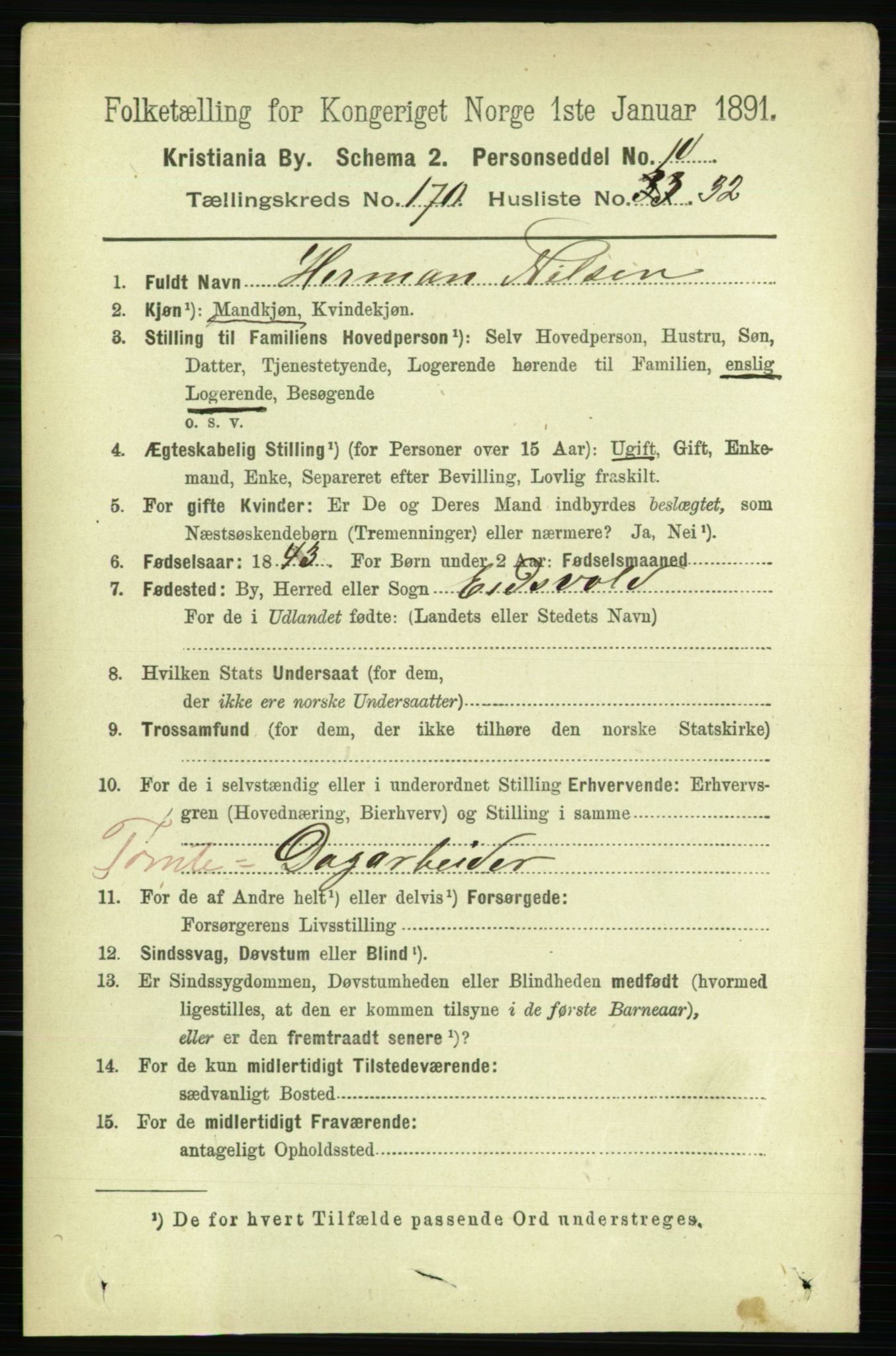 RA, 1891 census for 0301 Kristiania, 1891, p. 100560