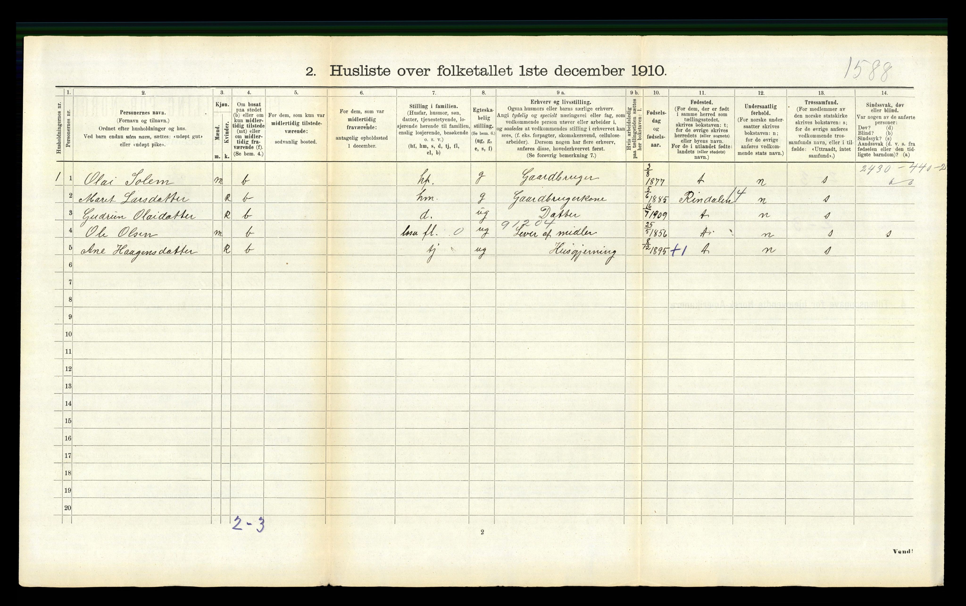 RA, 1910 census for Surnadal, 1910, p. 534