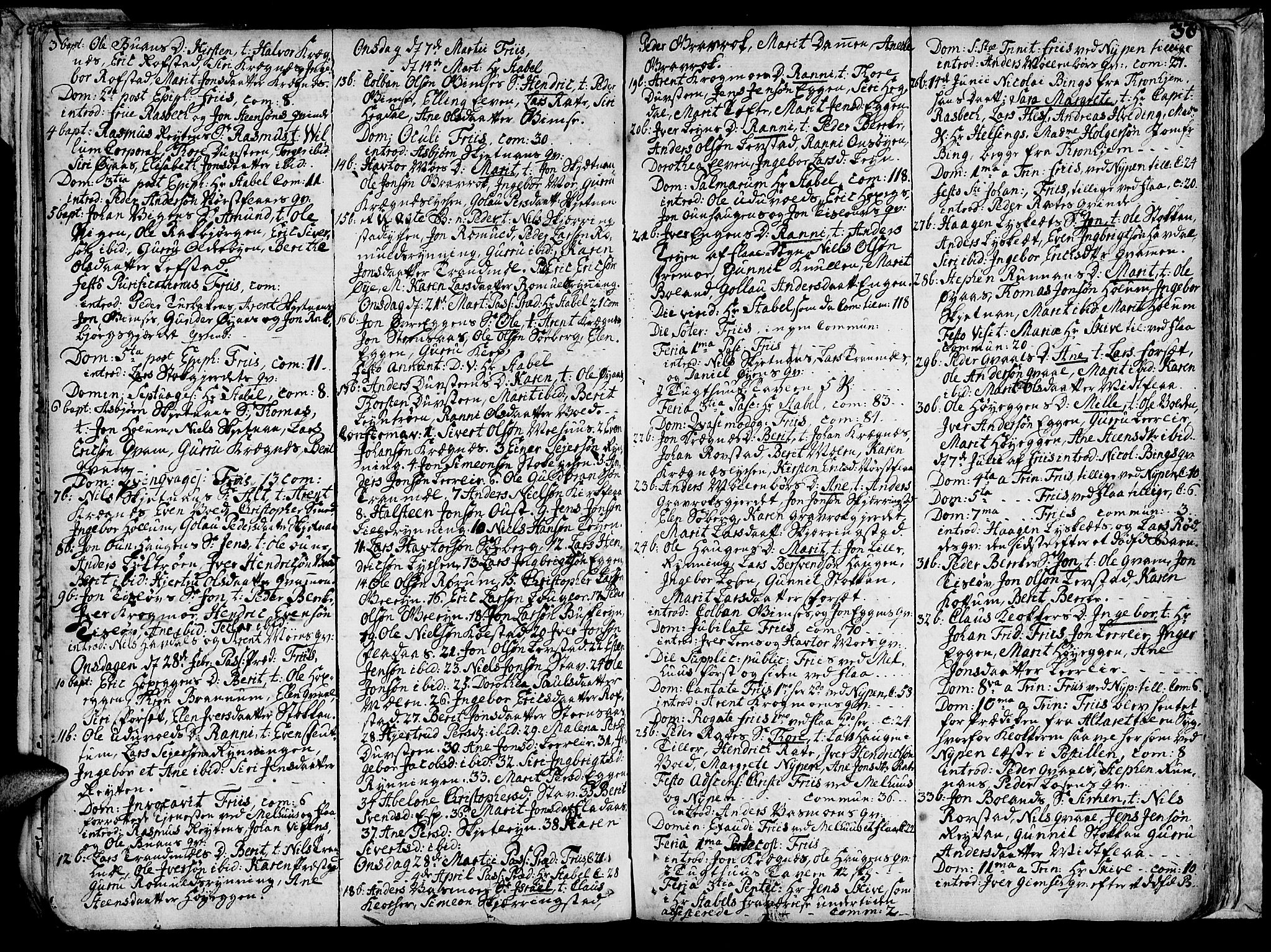 Ministerialprotokoller, klokkerbøker og fødselsregistre - Sør-Trøndelag, SAT/A-1456/691/L1057: Parish register (official) no. 691A01 /1, 1740-1767, p. 38