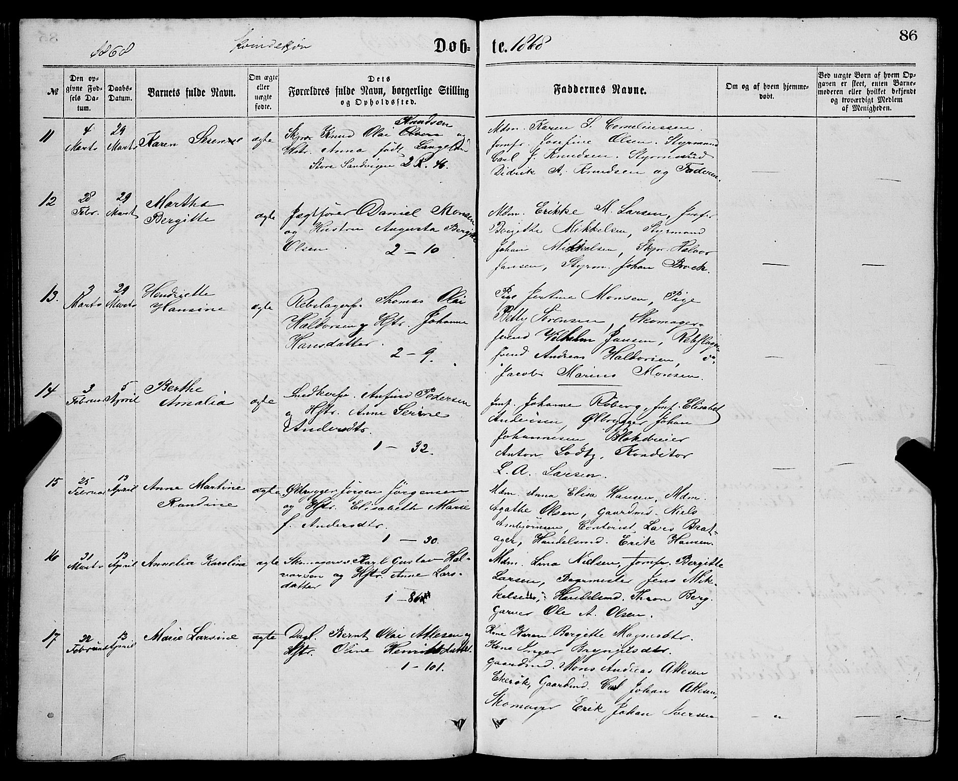 Sandviken Sokneprestembete, SAB/A-77601/H/Ha/L0001: Parish register (official) no. A 1, 1867-1877, p. 86