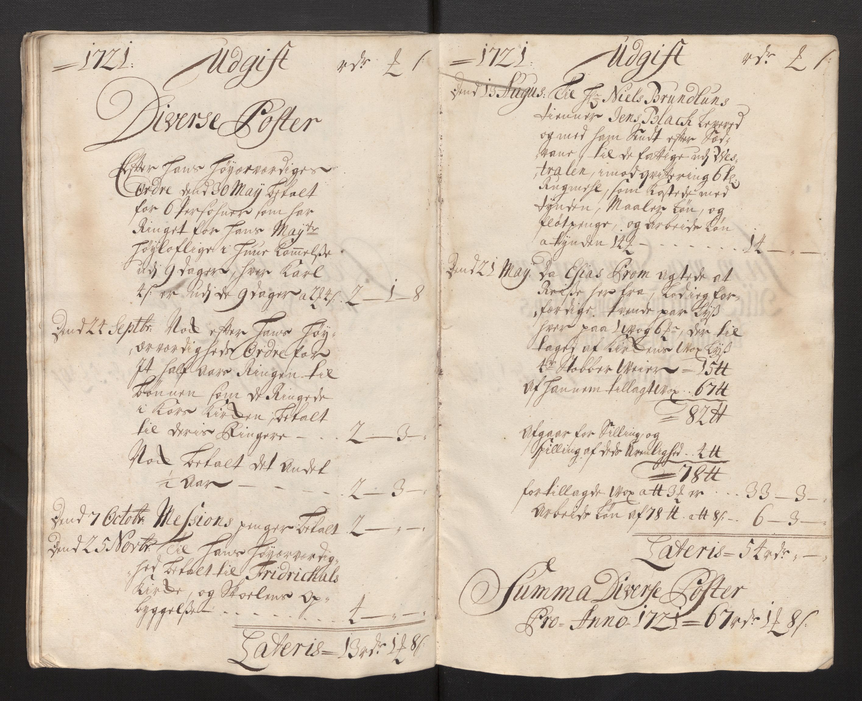 Stiftamtmannen i Bergen, AV/SAB-A-100006/F/Fb/Fbb/0001 / Lnr. 1737 - Domkirken: Rekneskapar, 1706-1721