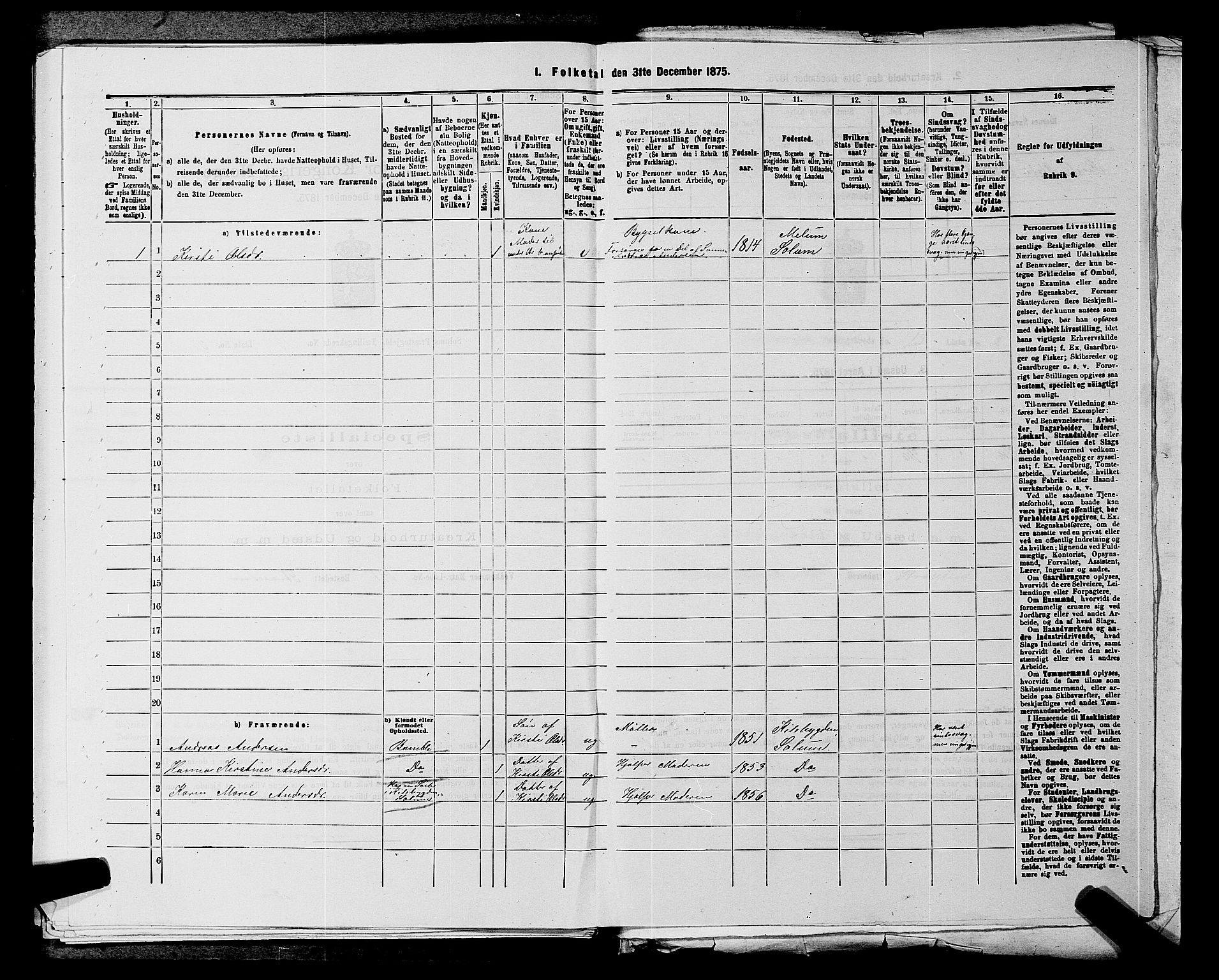 SAKO, 1875 census for 0818P Solum, 1875, p. 1958