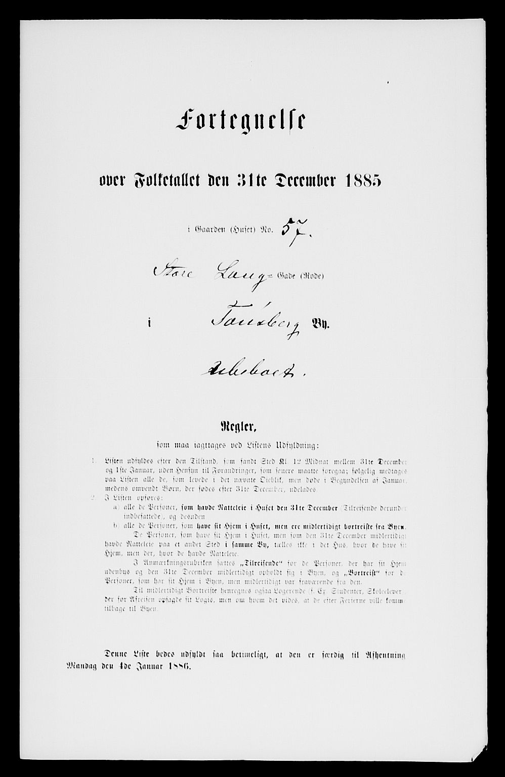 SAKO, 1885 census for 0705 Tønsberg, 1885, p. 171