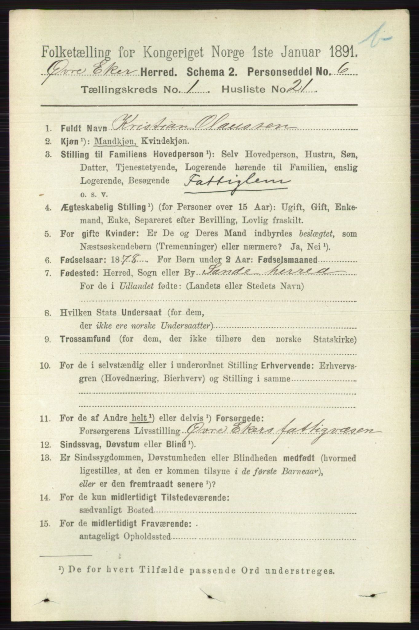 RA, 1891 census for 0624 Øvre Eiker, 1891, p. 7941