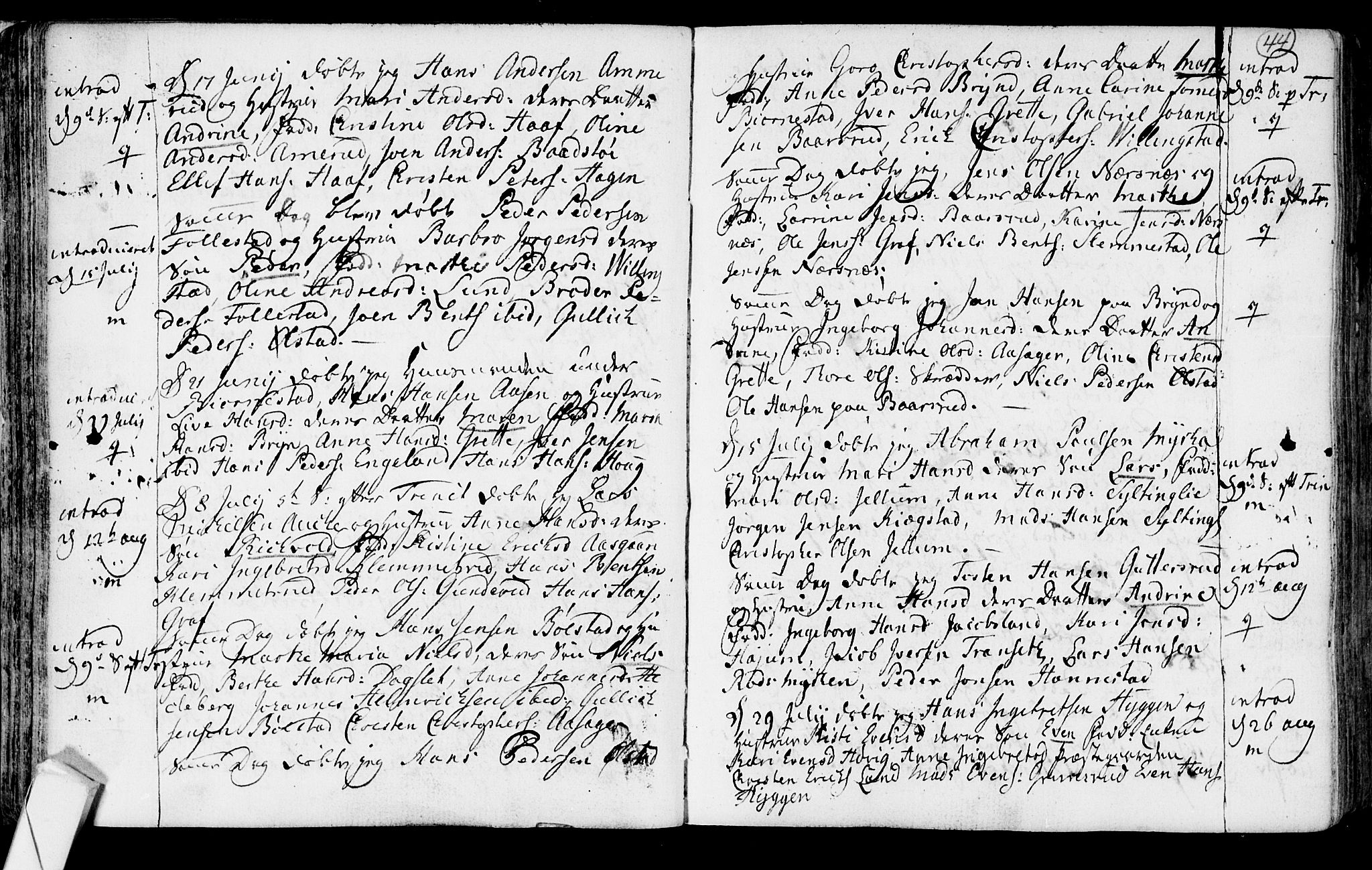 Røyken kirkebøker, SAKO/A-241/F/Fa/L0003: Parish register (official) no. 3, 1782-1813, p. 44