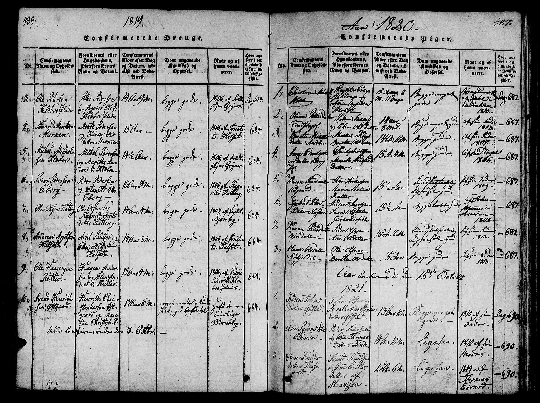 Ministerialprotokoller, klokkerbøker og fødselsregistre - Nord-Trøndelag, AV/SAT-A-1458/746/L0441: Parish register (official) no. 746A03 /1, 1816-1827, p. 486-487