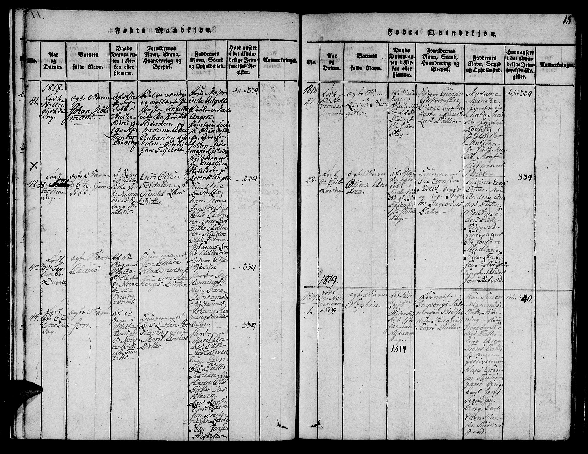 Ministerialprotokoller, klokkerbøker og fødselsregistre - Sør-Trøndelag, AV/SAT-A-1456/606/L0307: Parish register (copy) no. 606C03, 1817-1824, p. 18