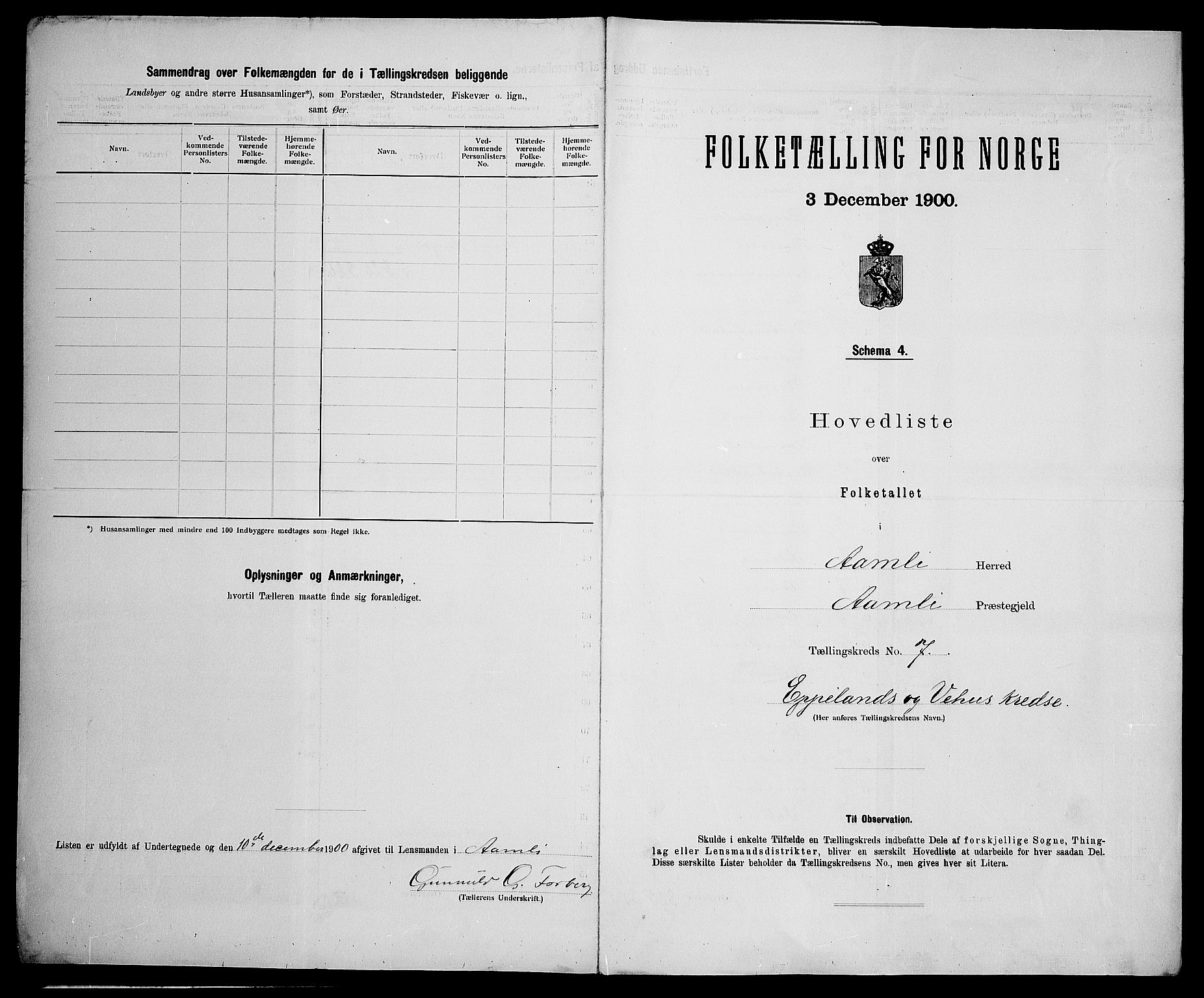 SAK, 1900 census for Åmli, 1900, p. 32