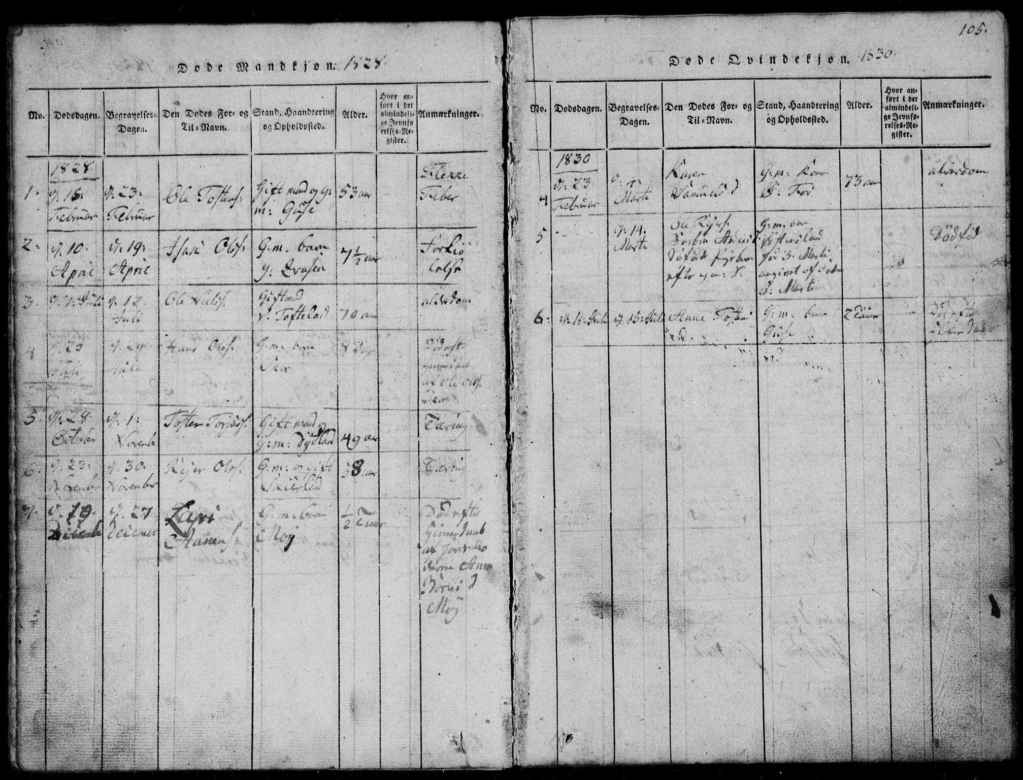 Lyngdal sokneprestkontor, AV/SAK-1111-0029/F/Fb/Fbb/L0001: Parish register (copy) no. B 1, 1816-1900, p. 105