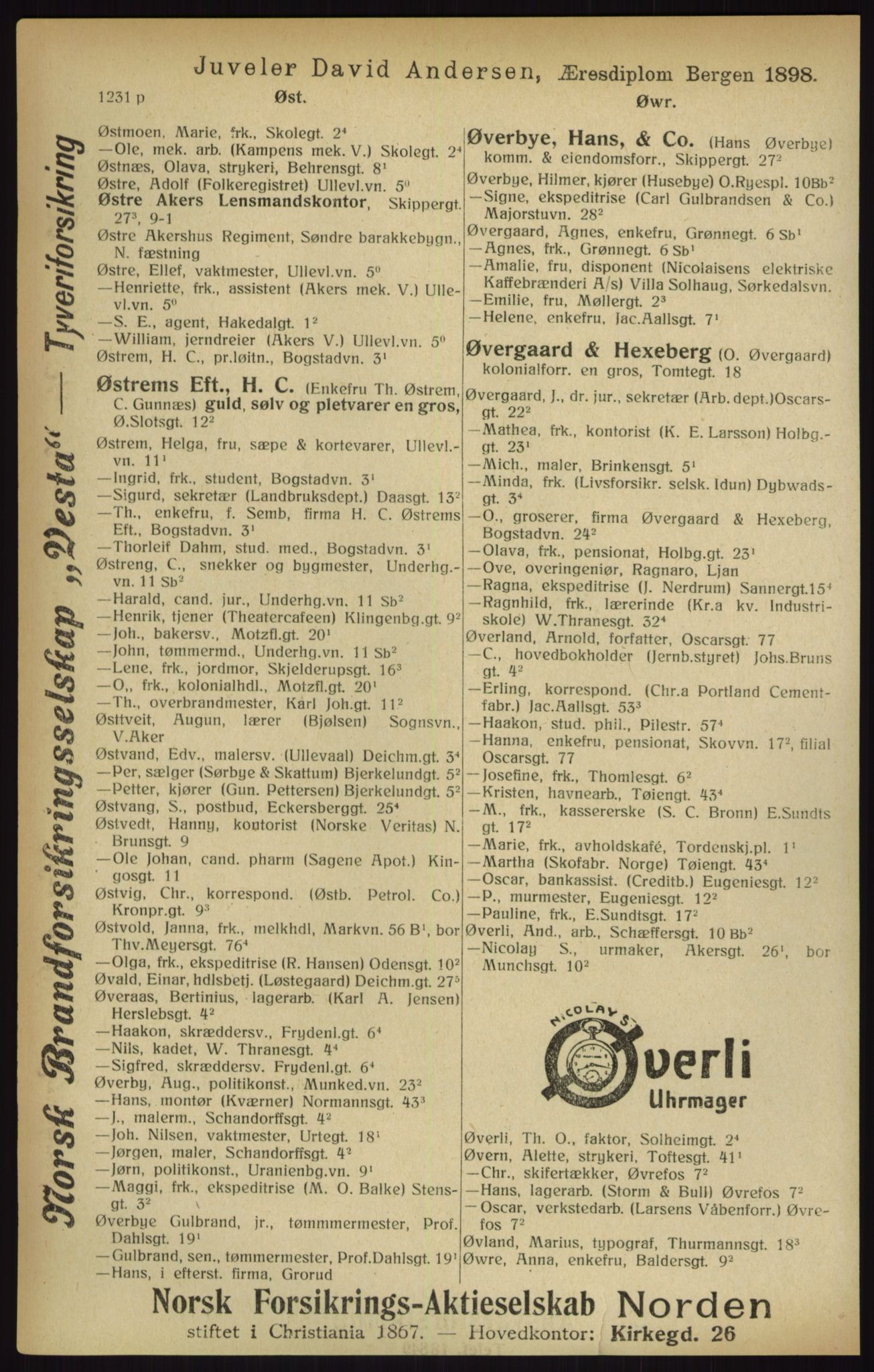 Kristiania/Oslo adressebok, PUBL/-, 1916, p. 1231