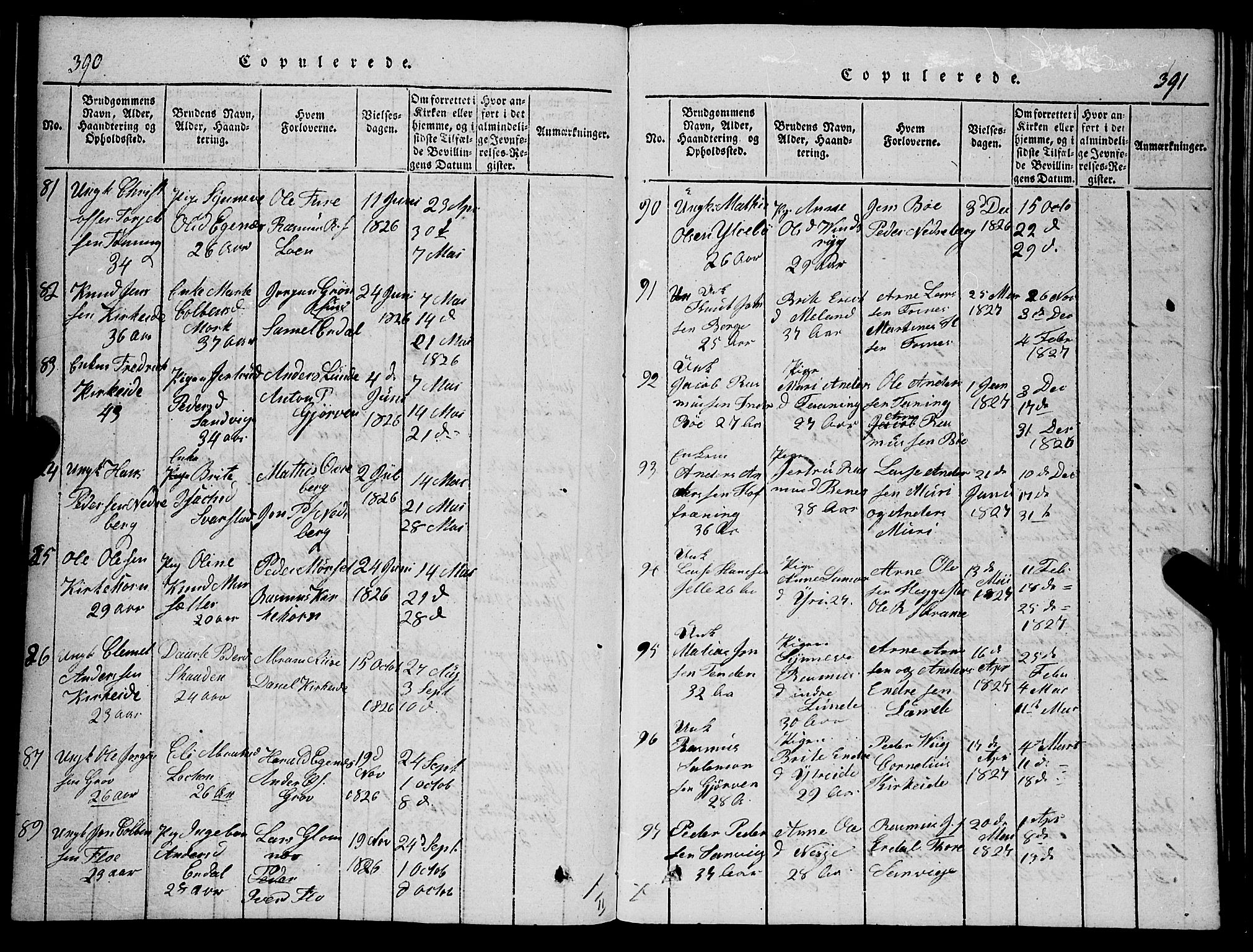 Stryn Sokneprestembete, SAB/A-82501: Parish register (copy) no. C 1, 1801-1845, p. 390-391