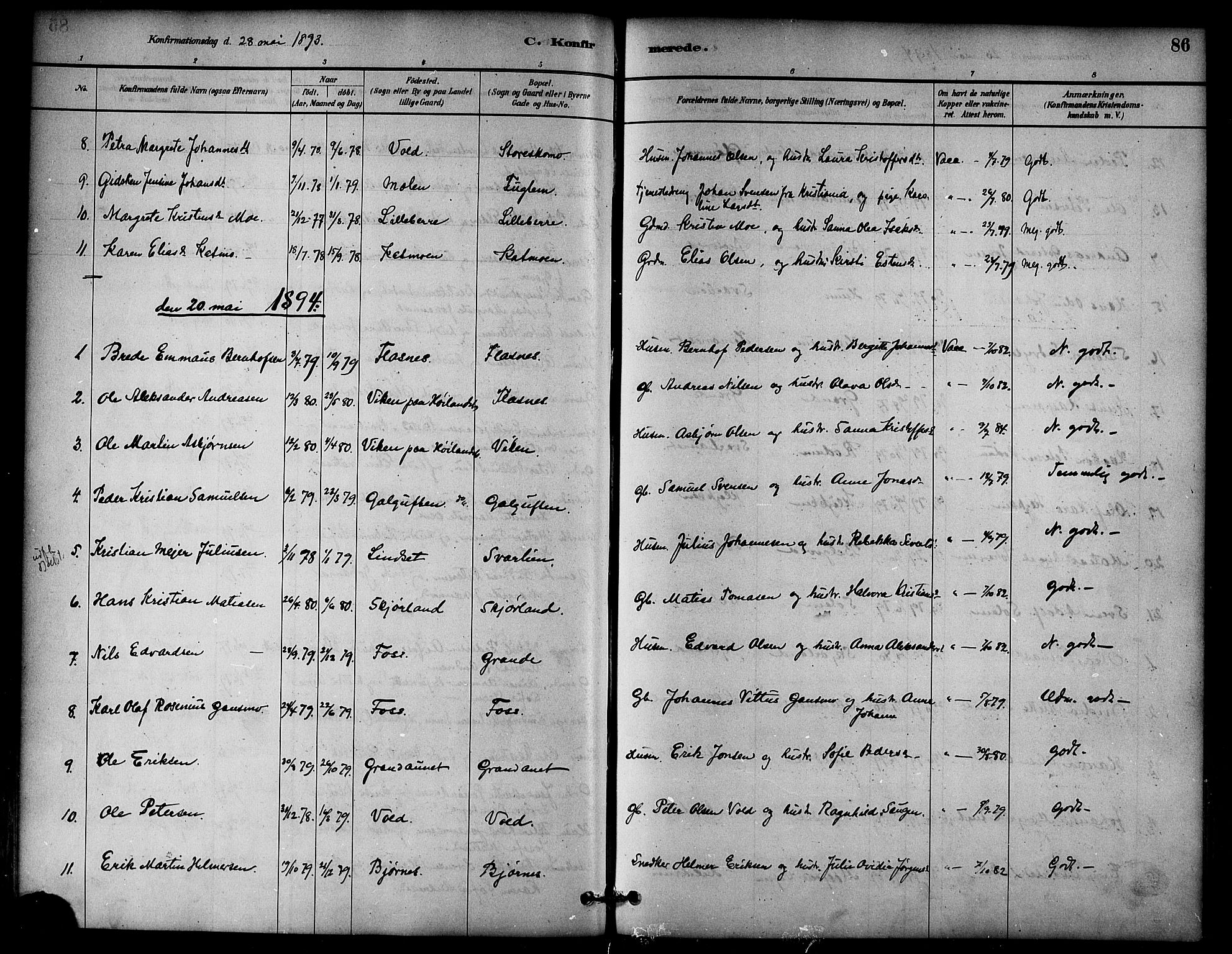 Ministerialprotokoller, klokkerbøker og fødselsregistre - Nord-Trøndelag, SAT/A-1458/764/L0555: Parish register (official) no. 764A10, 1881-1896, p. 86