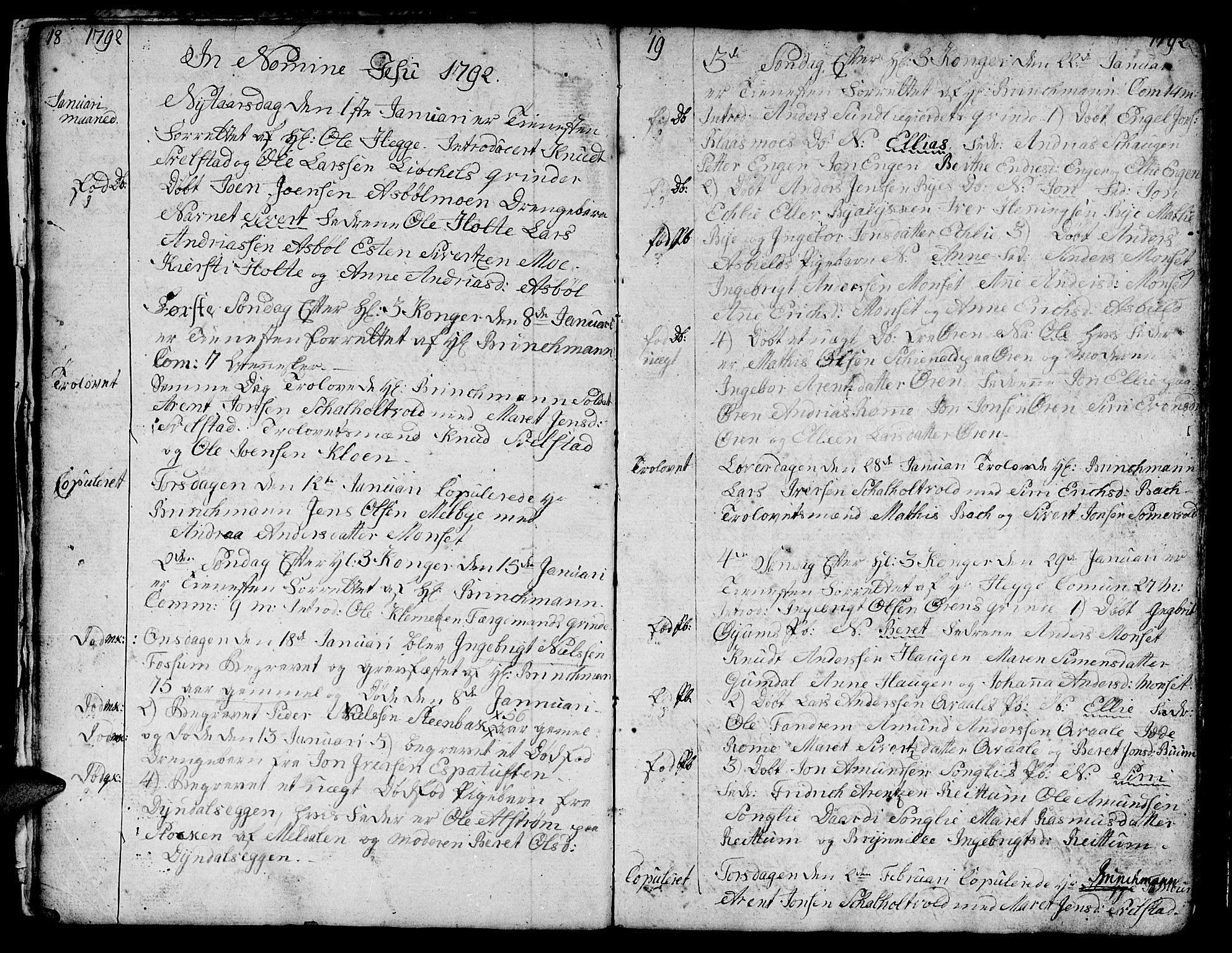 Ministerialprotokoller, klokkerbøker og fødselsregistre - Sør-Trøndelag, SAT/A-1456/668/L0815: Parish register (copy) no. 668C04, 1791-1815, p. 18-19