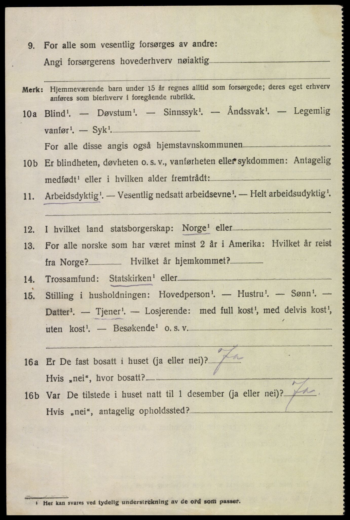 SAK, 1920 census for Vegårshei, 1920, p. 3421