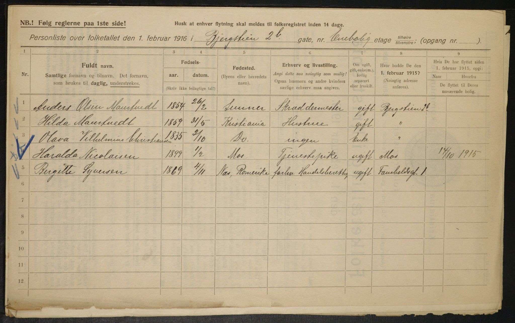 OBA, Municipal Census 1916 for Kristiania, 1916, p. 4390