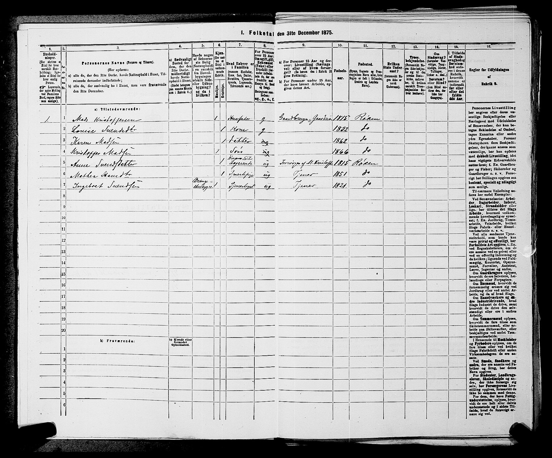 SAKO, 1875 census for 0627P Røyken, 1875, p. 42