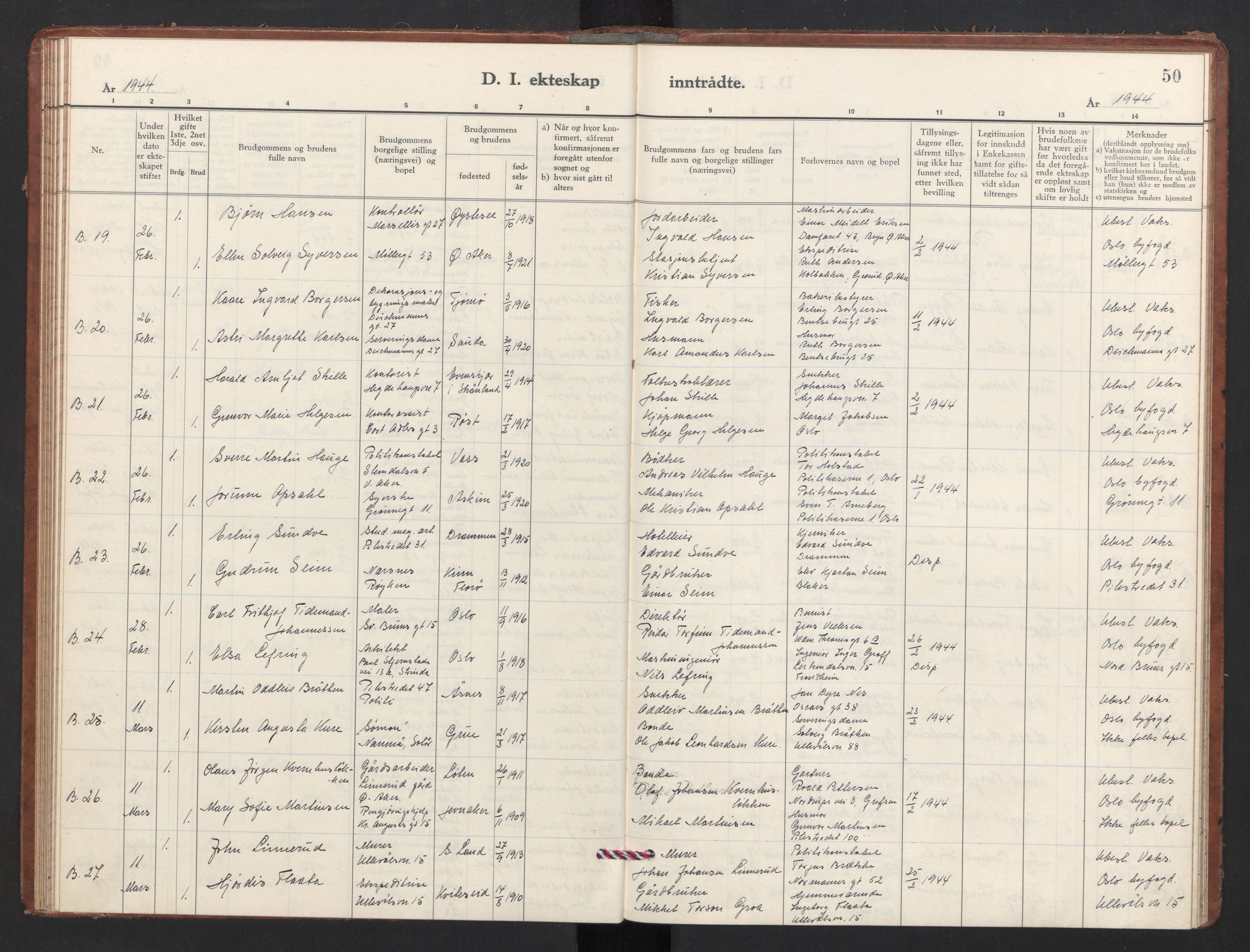 Trefoldighet prestekontor Kirkebøker, AV/SAO-A-10882/F/Fg/L0003: Parish register (official) no. VII 3, 1940-1948, p. 50