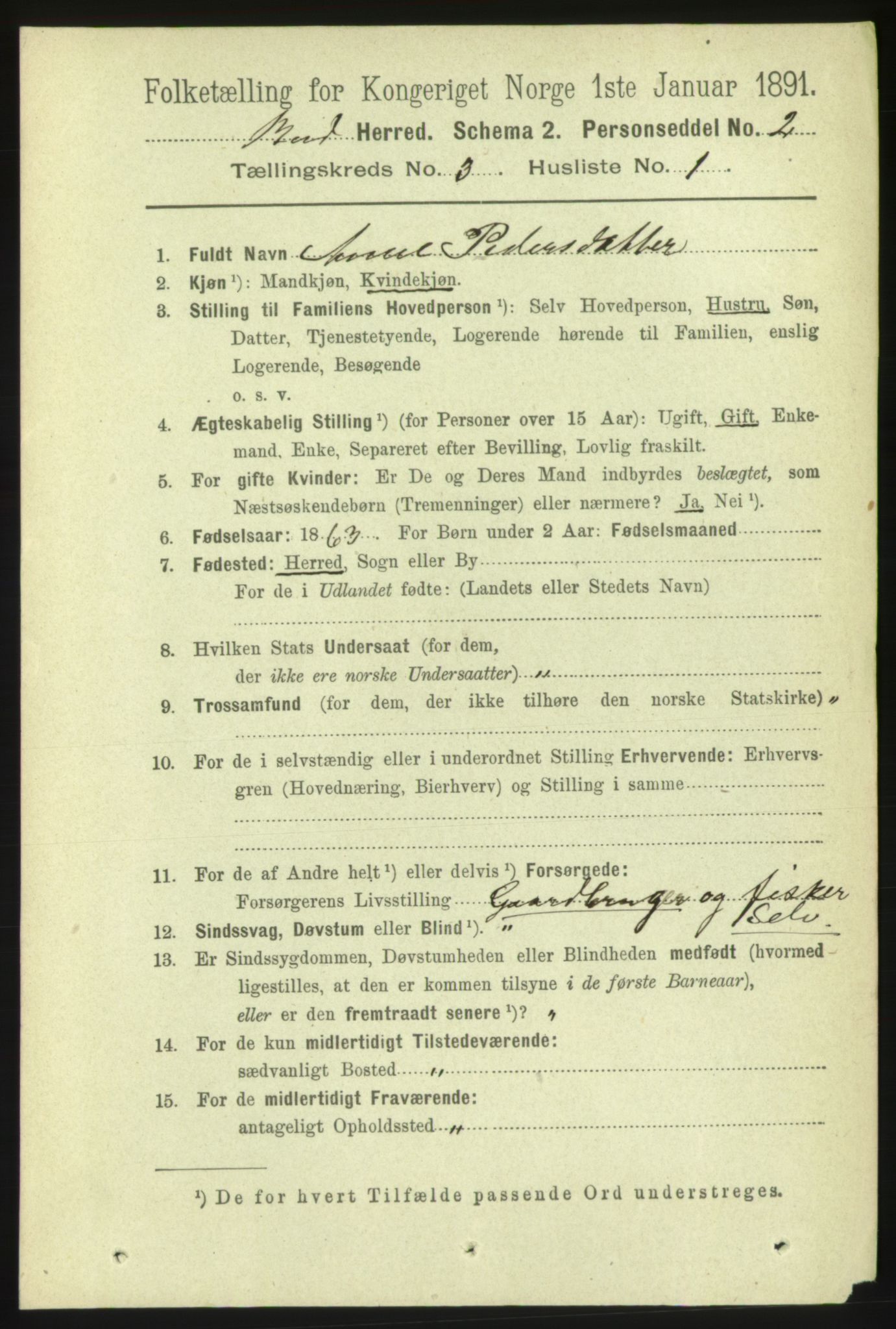 RA, 1891 census for 1549 Bud, 1891, p. 1482