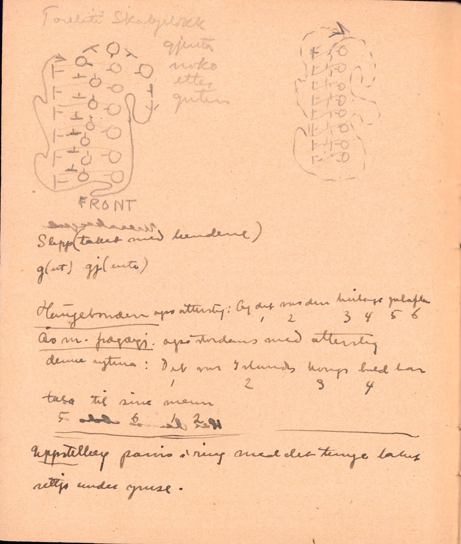 Samling etter Klara Semb, NSFF/KS/A/006: Kladdebok med oppteikning om bunad og dans, 1884-1970