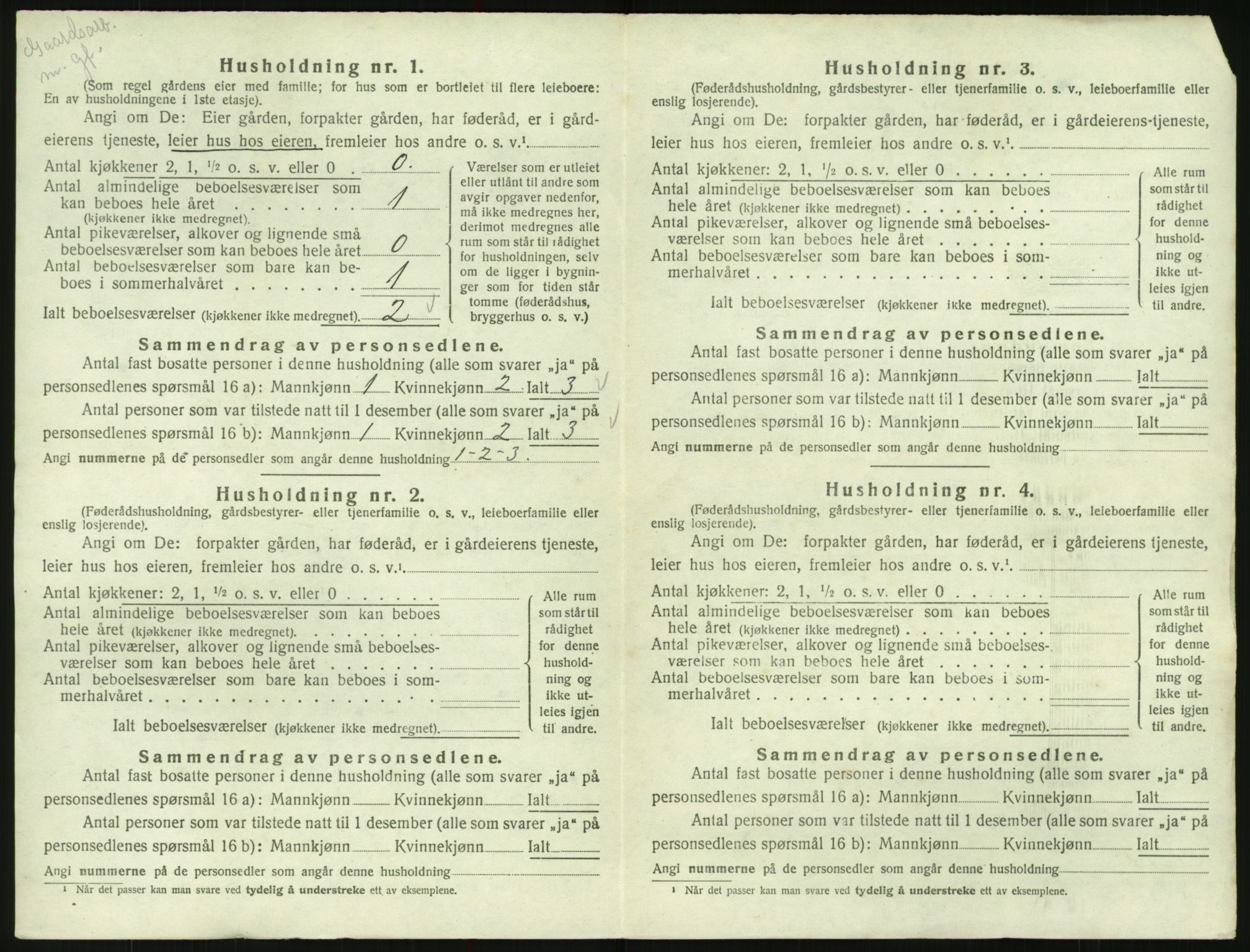SAK, 1920 census for Valle, 1920, p. 114