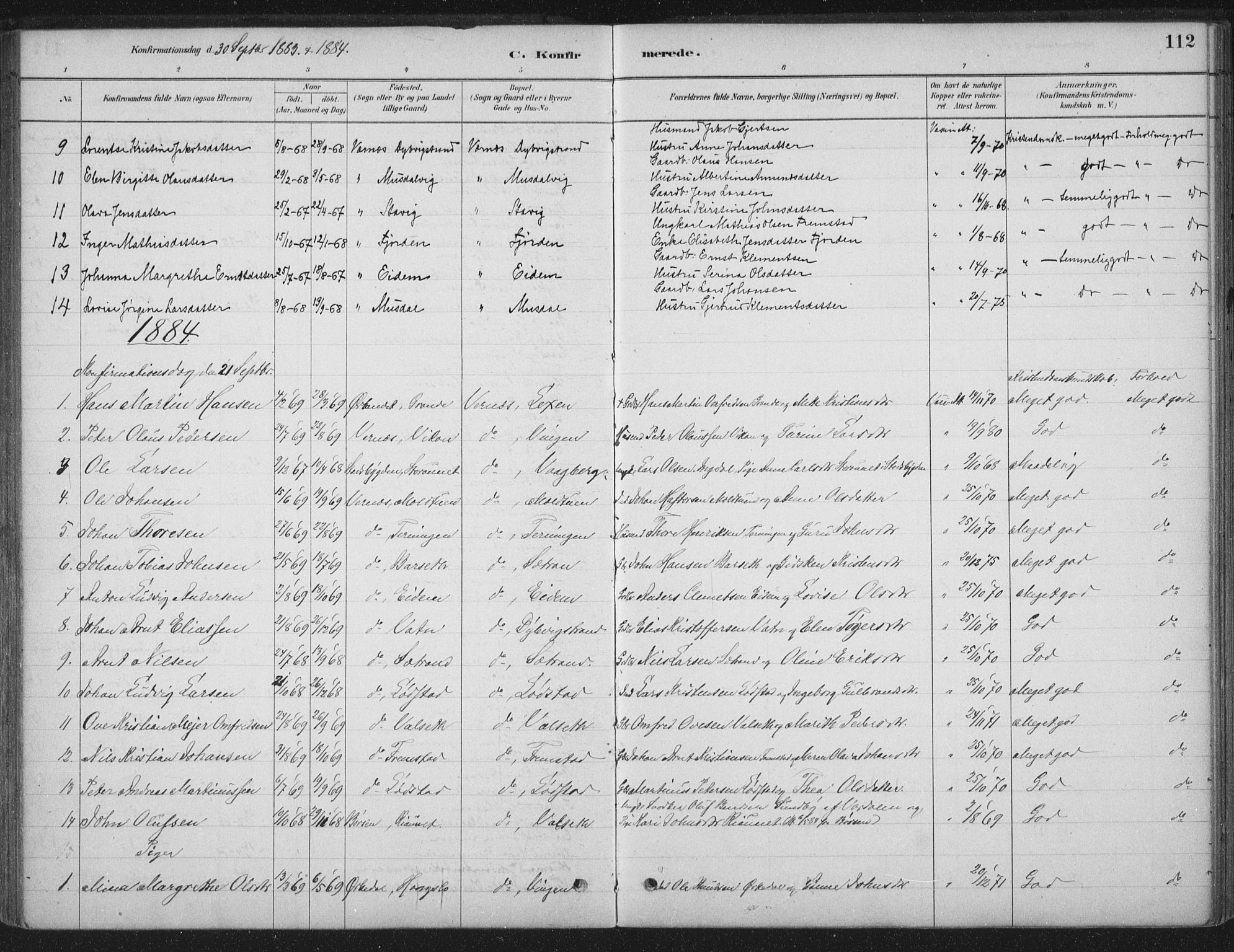 Ministerialprotokoller, klokkerbøker og fødselsregistre - Sør-Trøndelag, SAT/A-1456/662/L0755: Parish register (official) no. 662A01, 1879-1905, p. 112