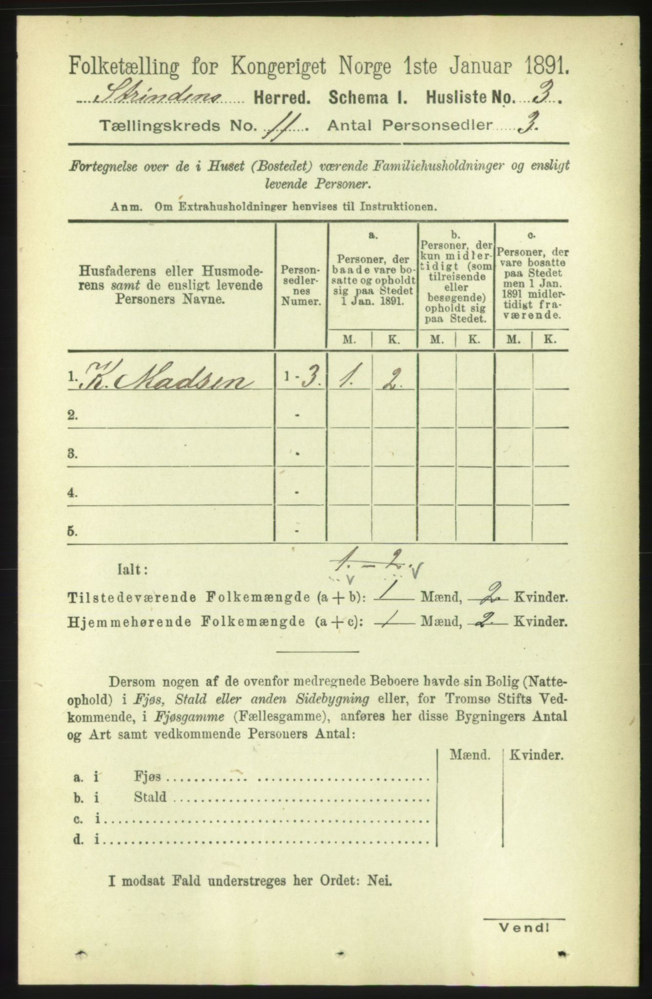 RA, 1891 census for 1660 Strinda, 1891, p. 9152