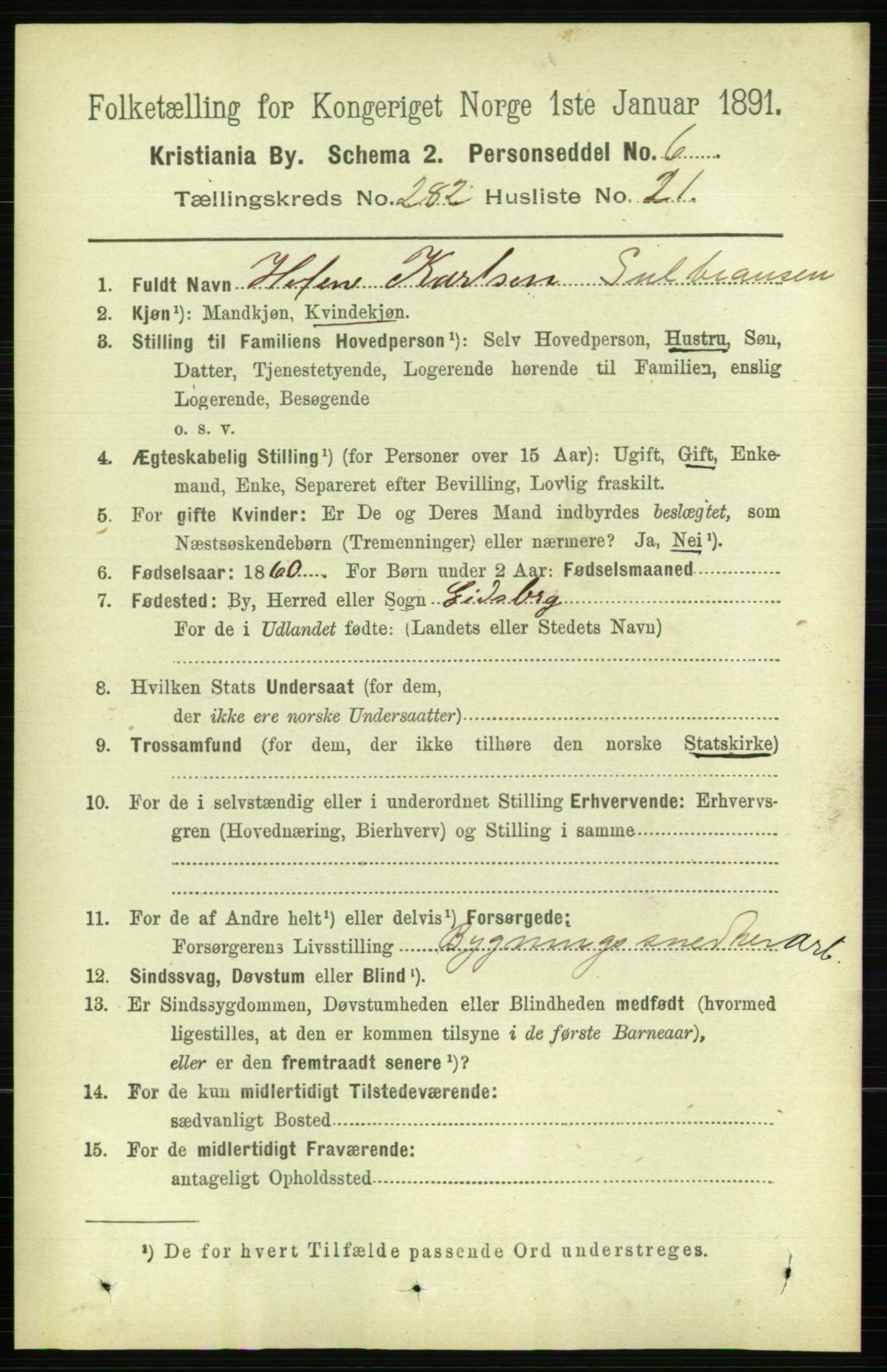 RA, 1891 census for 0301 Kristiania, 1891, p. 172305