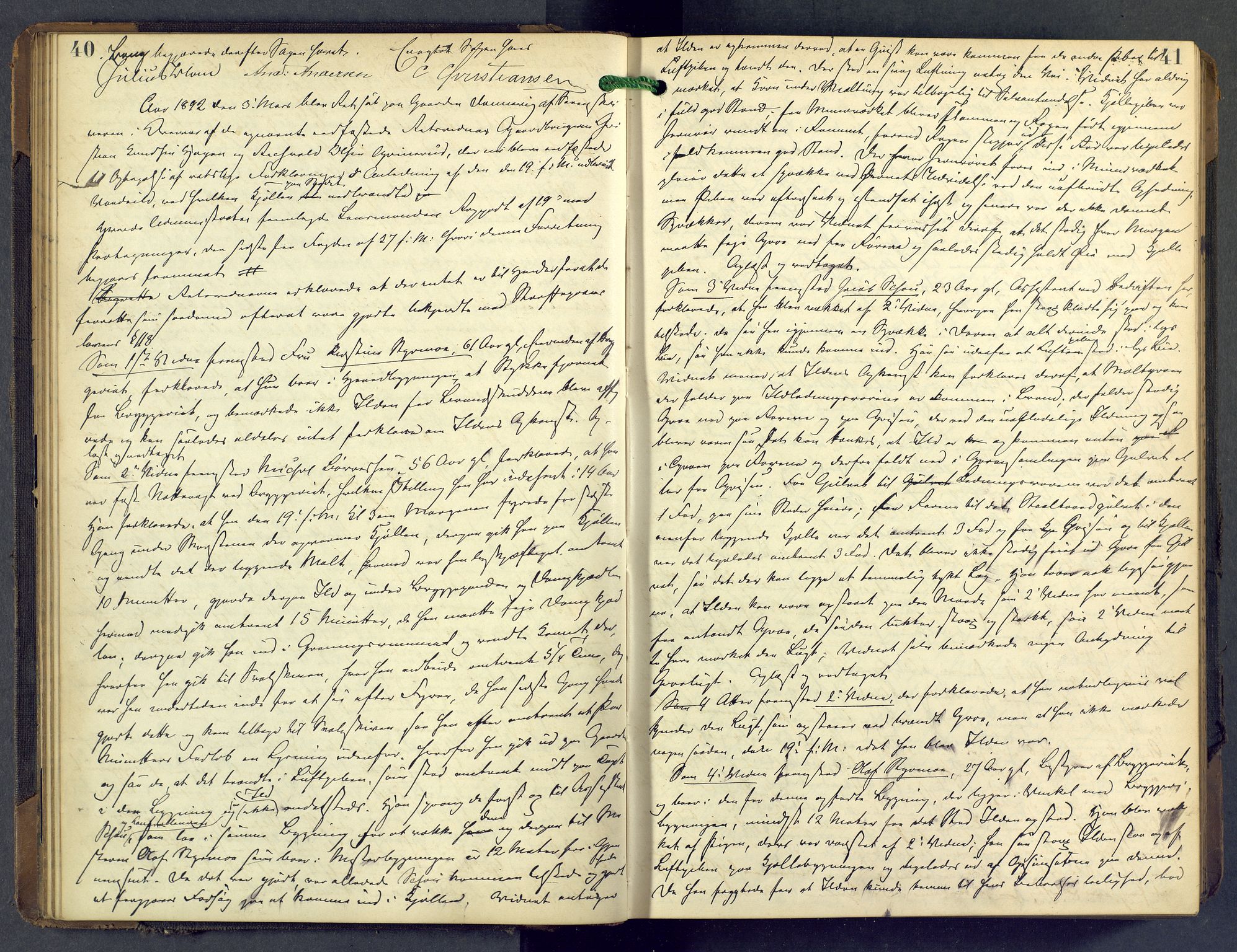 Nordre Jarlsberg sorenskriveri, AV/SAKO-A-80/F/Fb/Fba/L0028: Ekstrarettsprotokoll, 1891-1897, p. 40-41