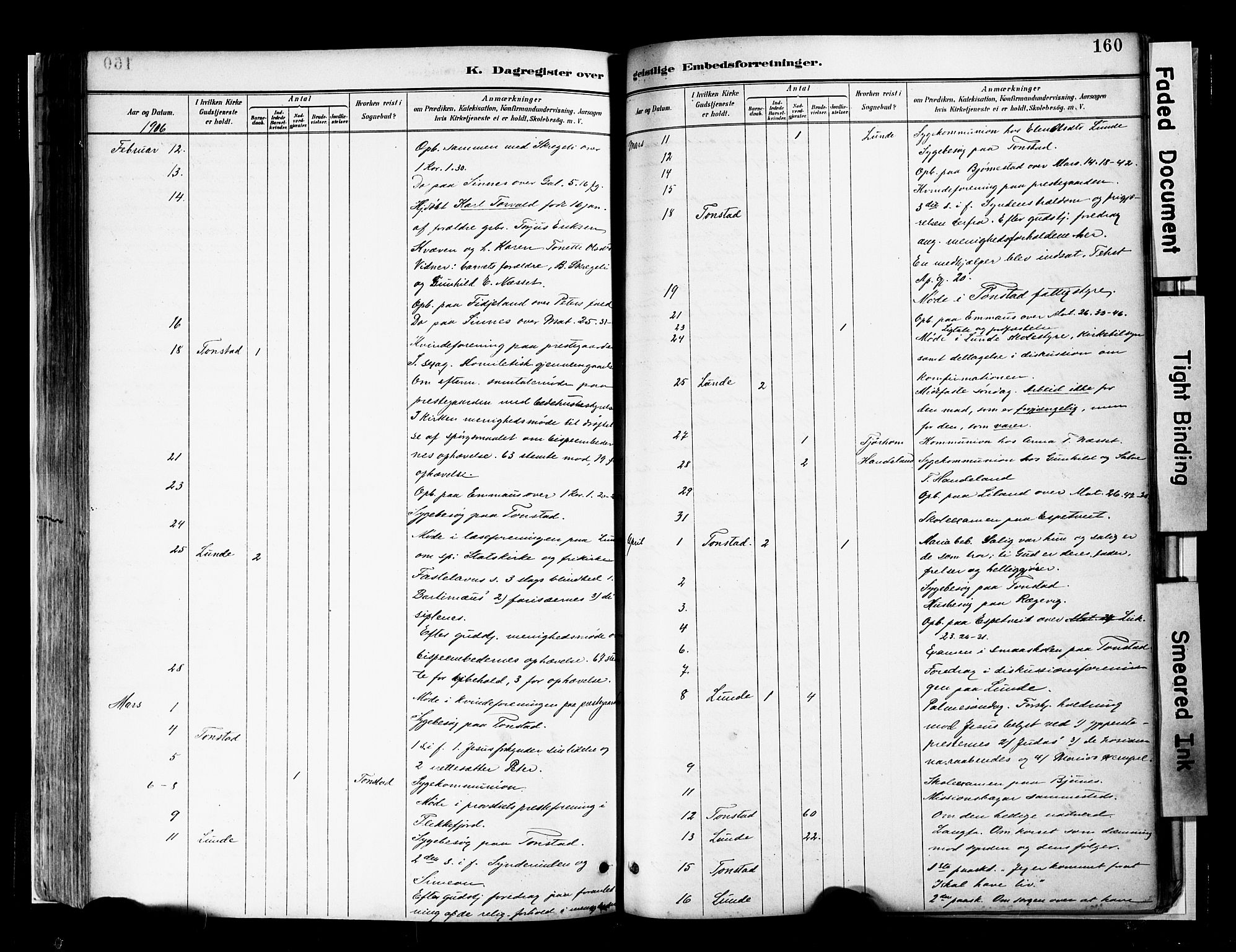 Sirdal sokneprestkontor, AV/SAK-1111-0036/F/Fa/Faa/L0001: Parish register (official) no. A 1, 1887-1910, p. 160