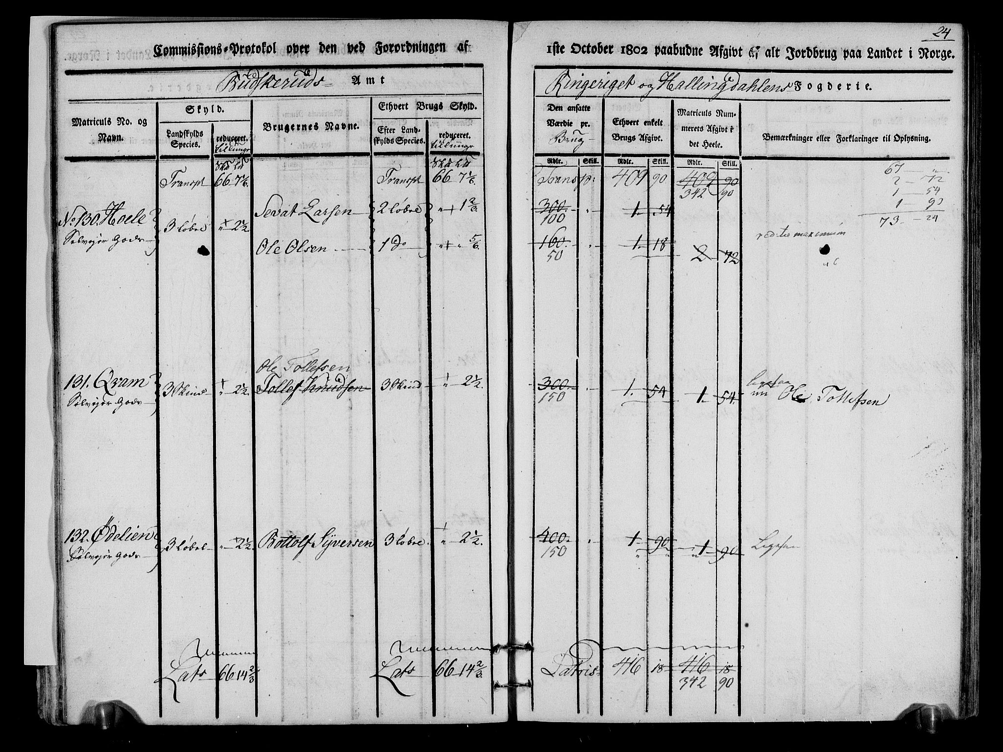 Rentekammeret inntil 1814, Realistisk ordnet avdeling, AV/RA-EA-4070/N/Ne/Nea/L0048: Ringerike og Hallingdal fogderi. Kommisjonsprotokoll for Ål prestegjeld, 1803, p. 26