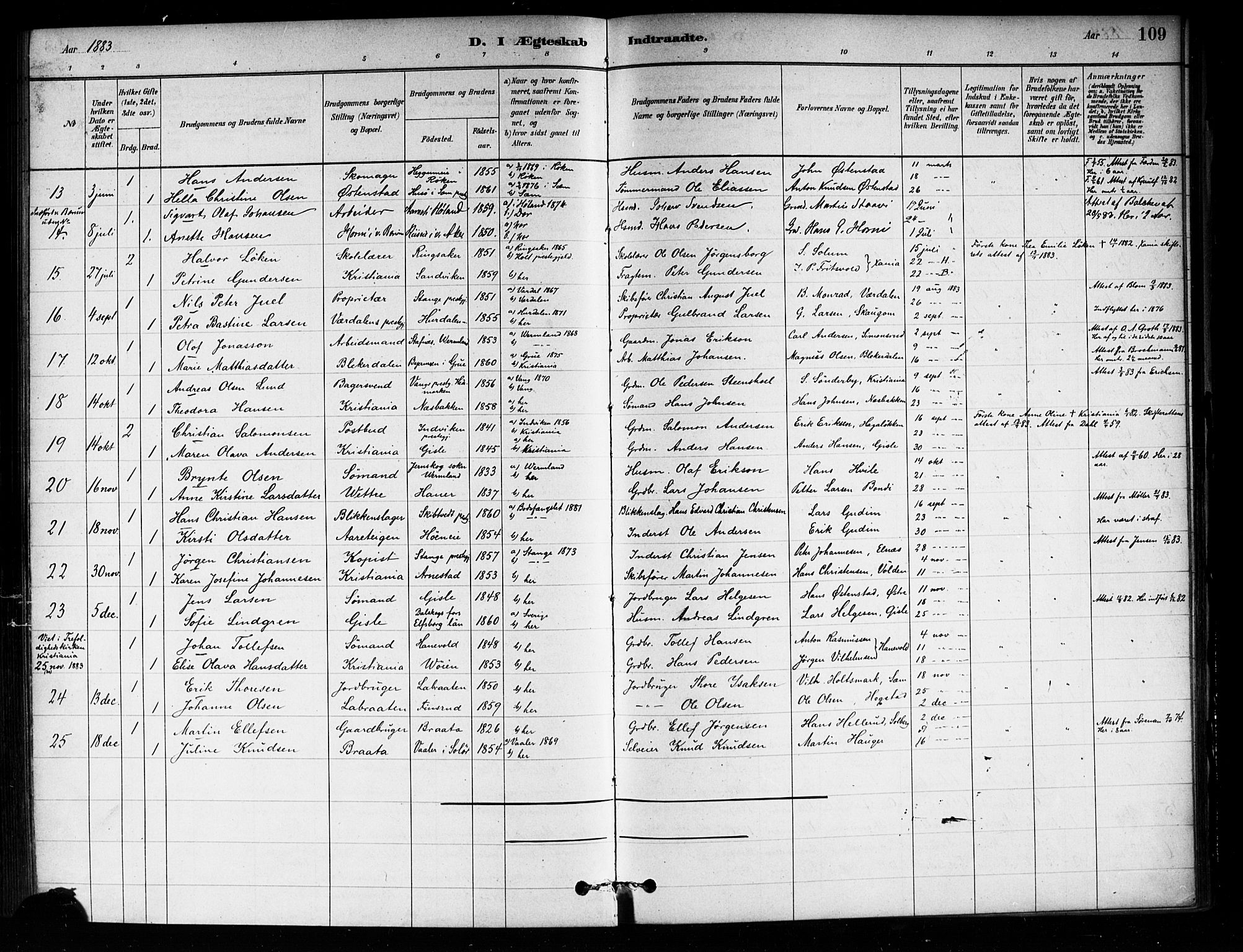 Asker prestekontor Kirkebøker, AV/SAO-A-10256a/F/Fa/L0014: Parish register (official) no. I 14, 1879-1900, p. 109