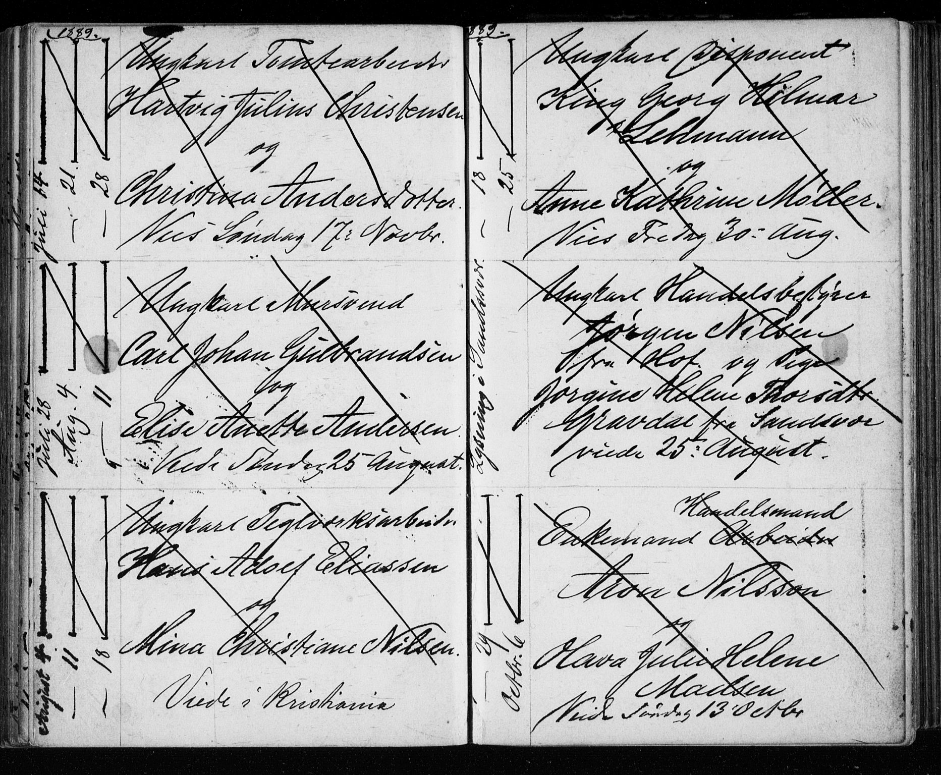 Bragernes kirkebøker, AV/SAKO-A-6/H/Ha/L0006: Banns register no. 6, 1873-1896