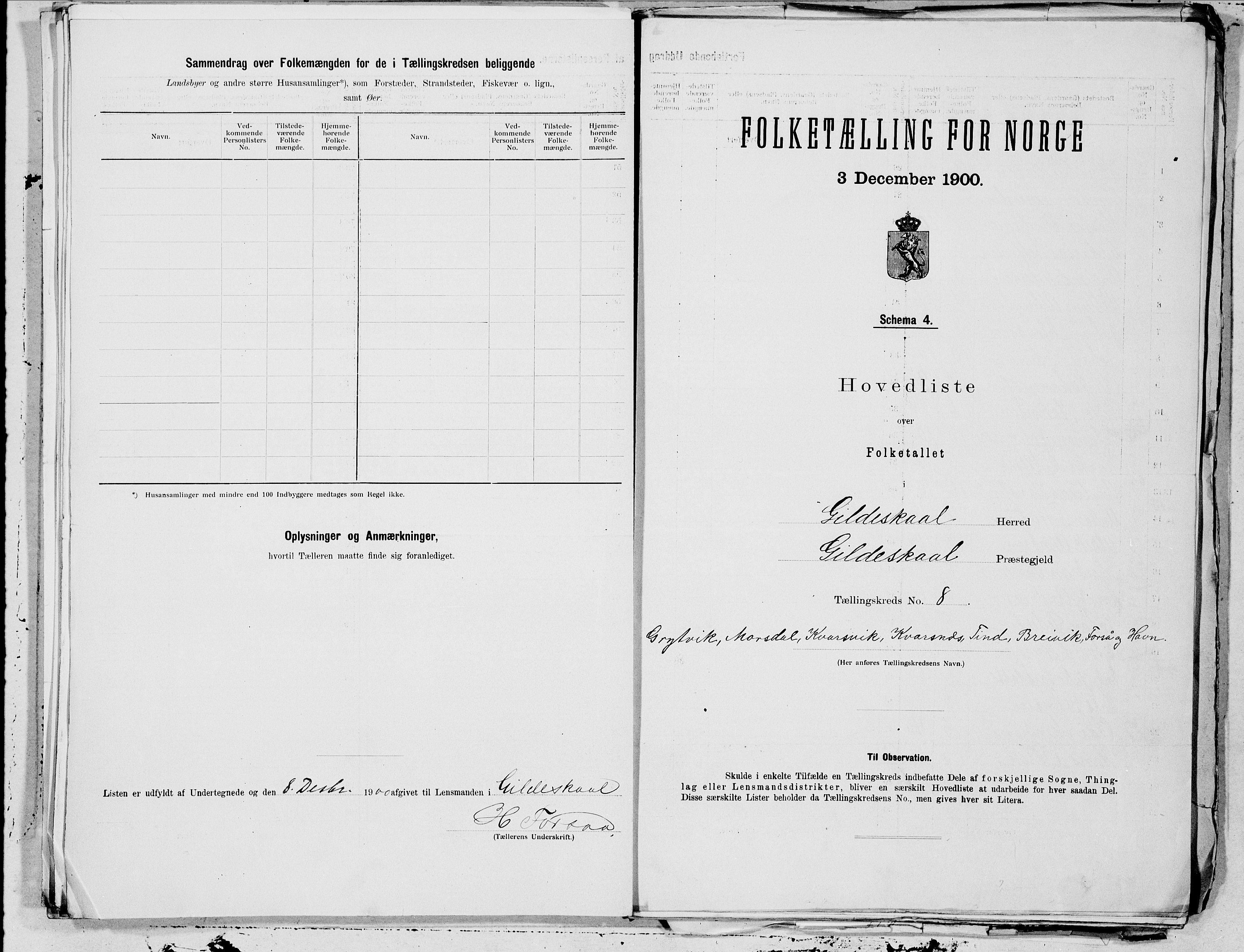 SAT, 1900 census for Gildeskål, 1900, p. 16