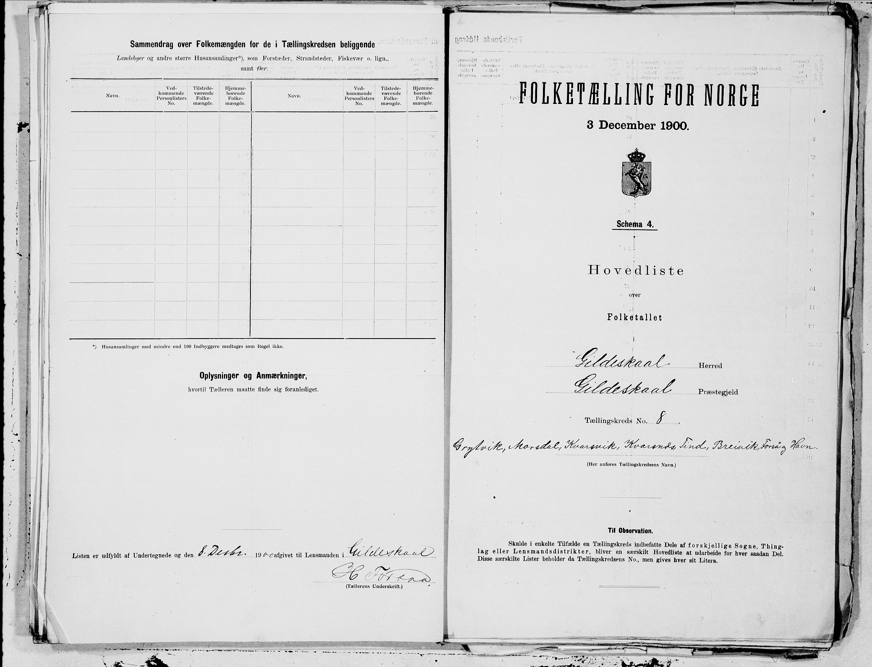 SAT, 1900 census for Gildeskål, 1900, p. 16