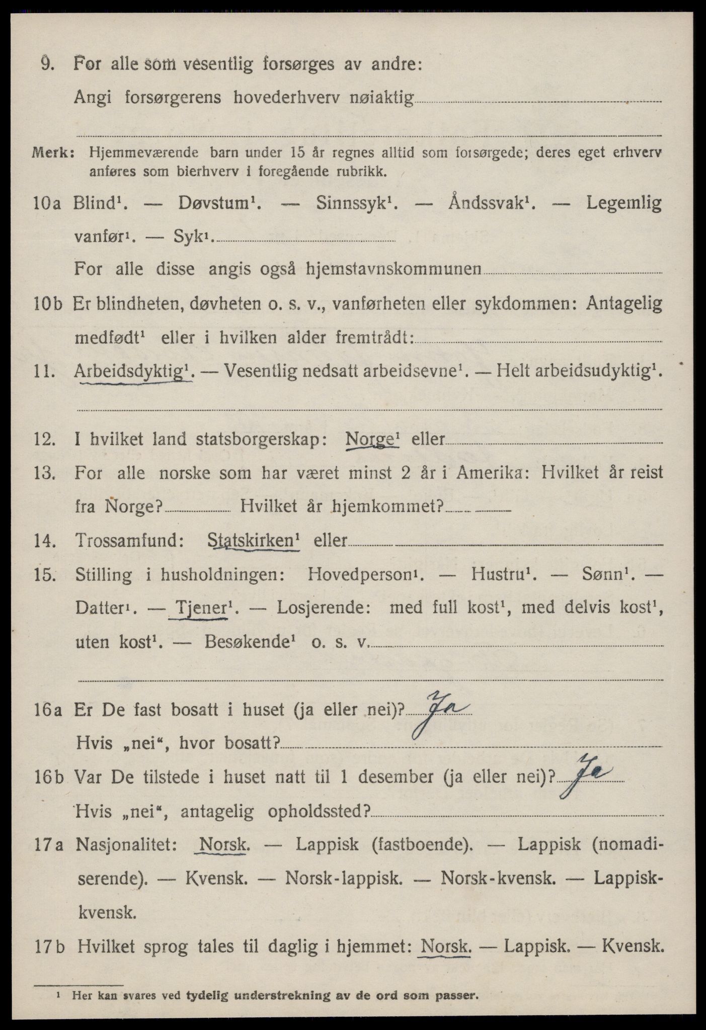 SAT, 1920 census for Agdenes, 1920, p. 2276
