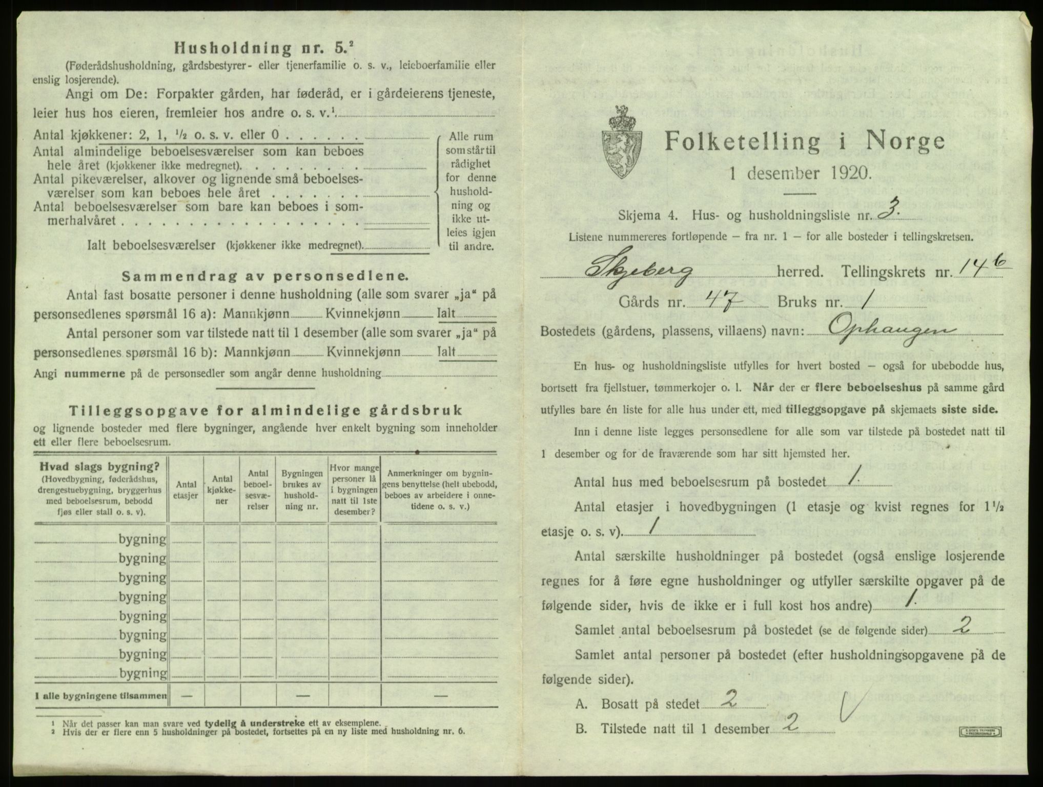 SAO, 1920 census for Skjeberg, 1920, p. 2001