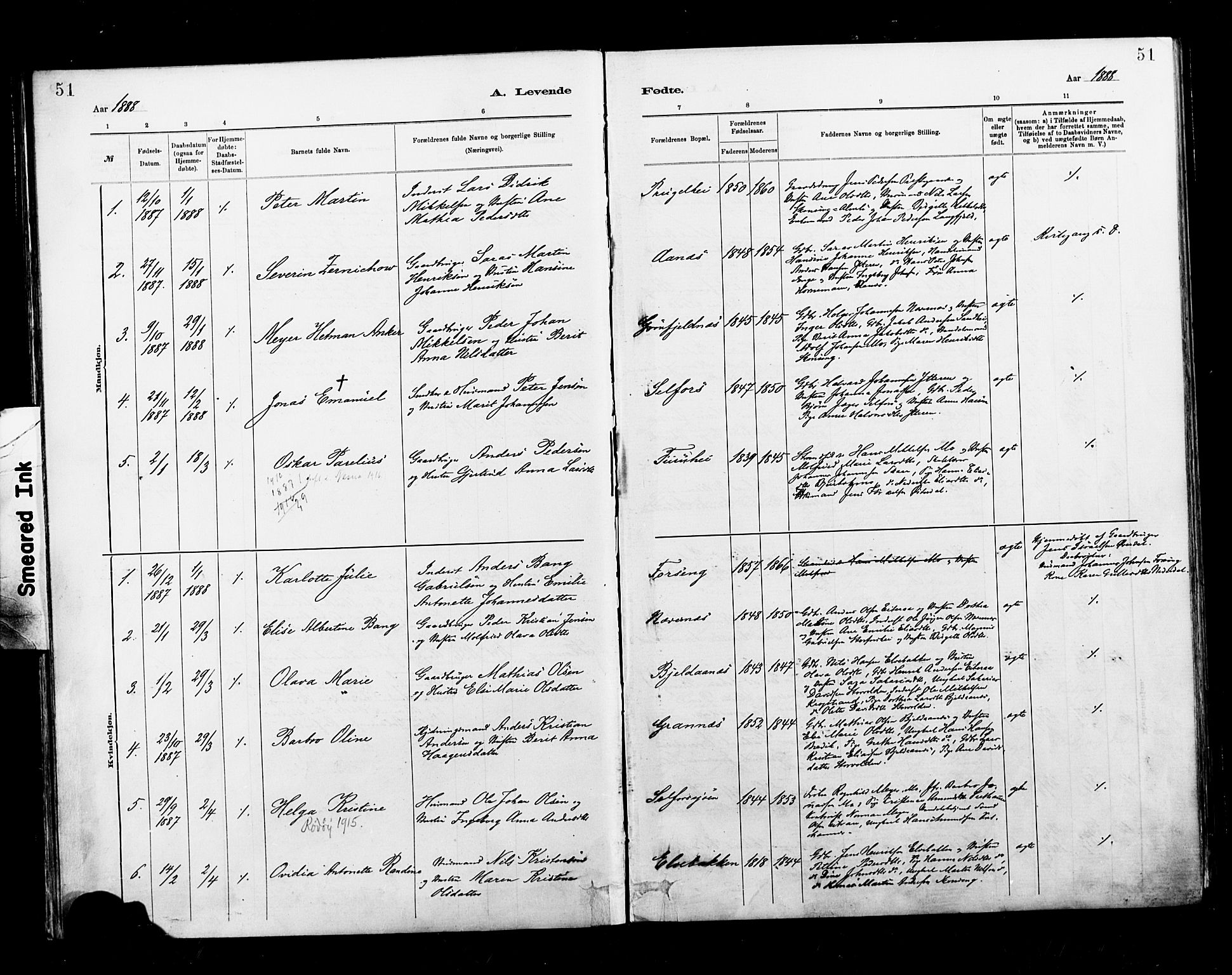 Ministerialprotokoller, klokkerbøker og fødselsregistre - Nordland, SAT/A-1459/827/L0400: Parish register (official) no. 827A12, 1883-1903, p. 51