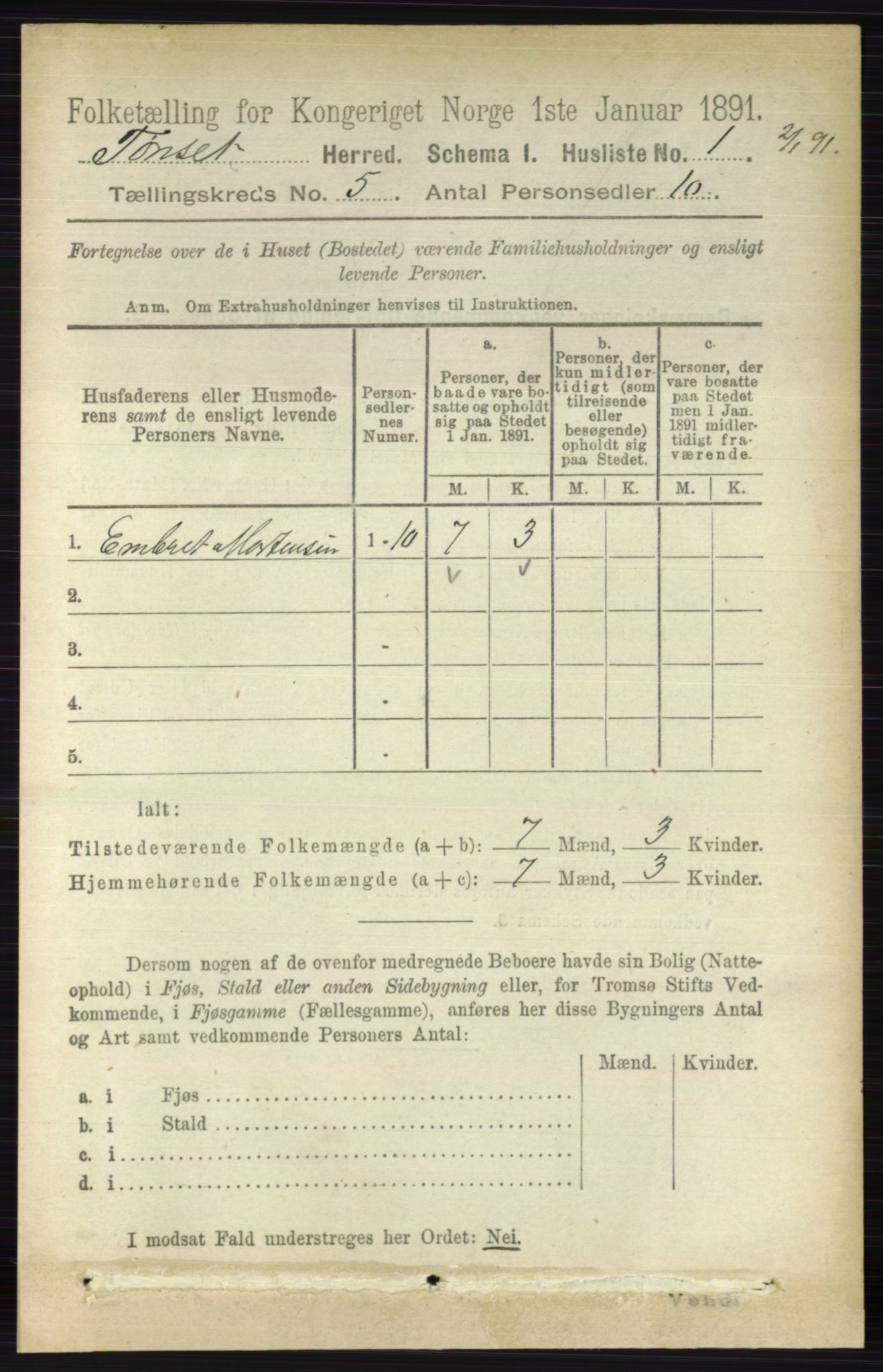 RA, 1891 census for 0437 Tynset, 1891, p. 1014