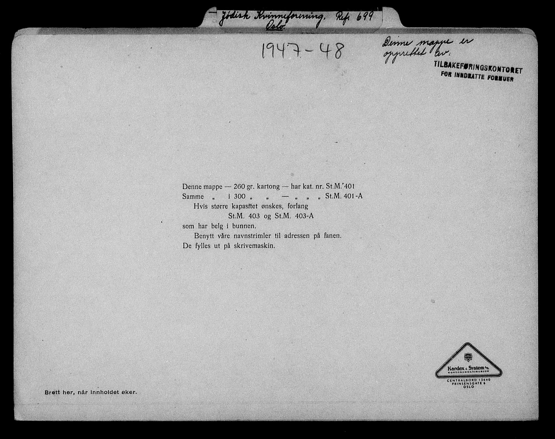 Justisdepartementet, Tilbakeføringskontoret for inndratte formuer, AV/RA-S-1564/H/Hc/Hcc/L0948: --, 1945-1947, p. 382