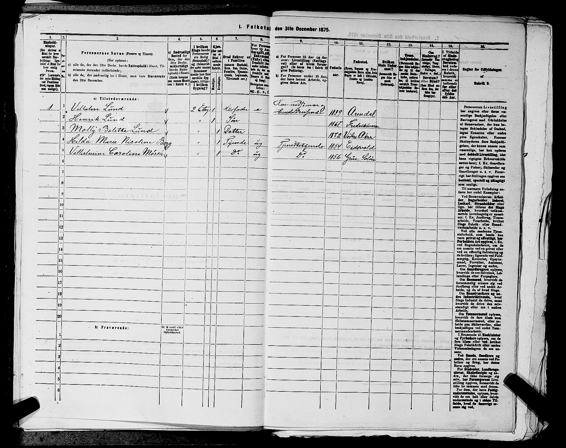 RA, 1875 census for 0218aP Vestre Aker, 1875, p. 2030