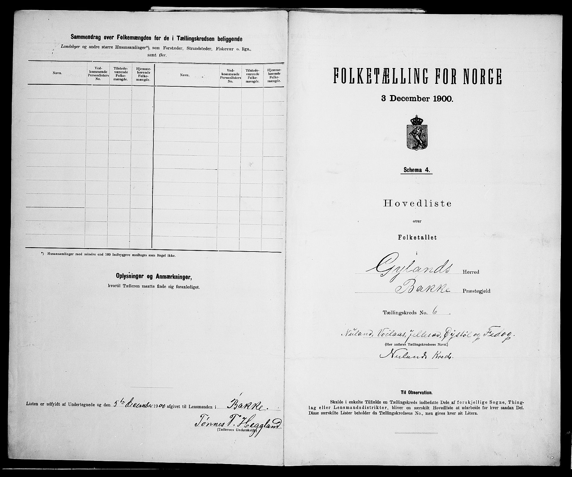 SAK, 1900 census for Gyland, 1900, p. 26