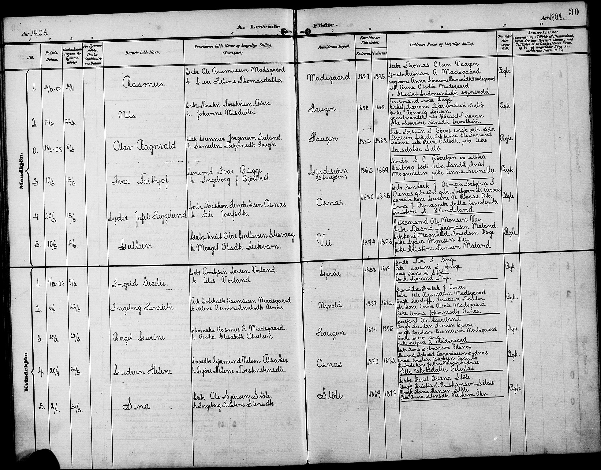Etne sokneprestembete, SAB/A-75001/H/Hab: Parish register (copy) no. B 5, 1898-1926, p. 30