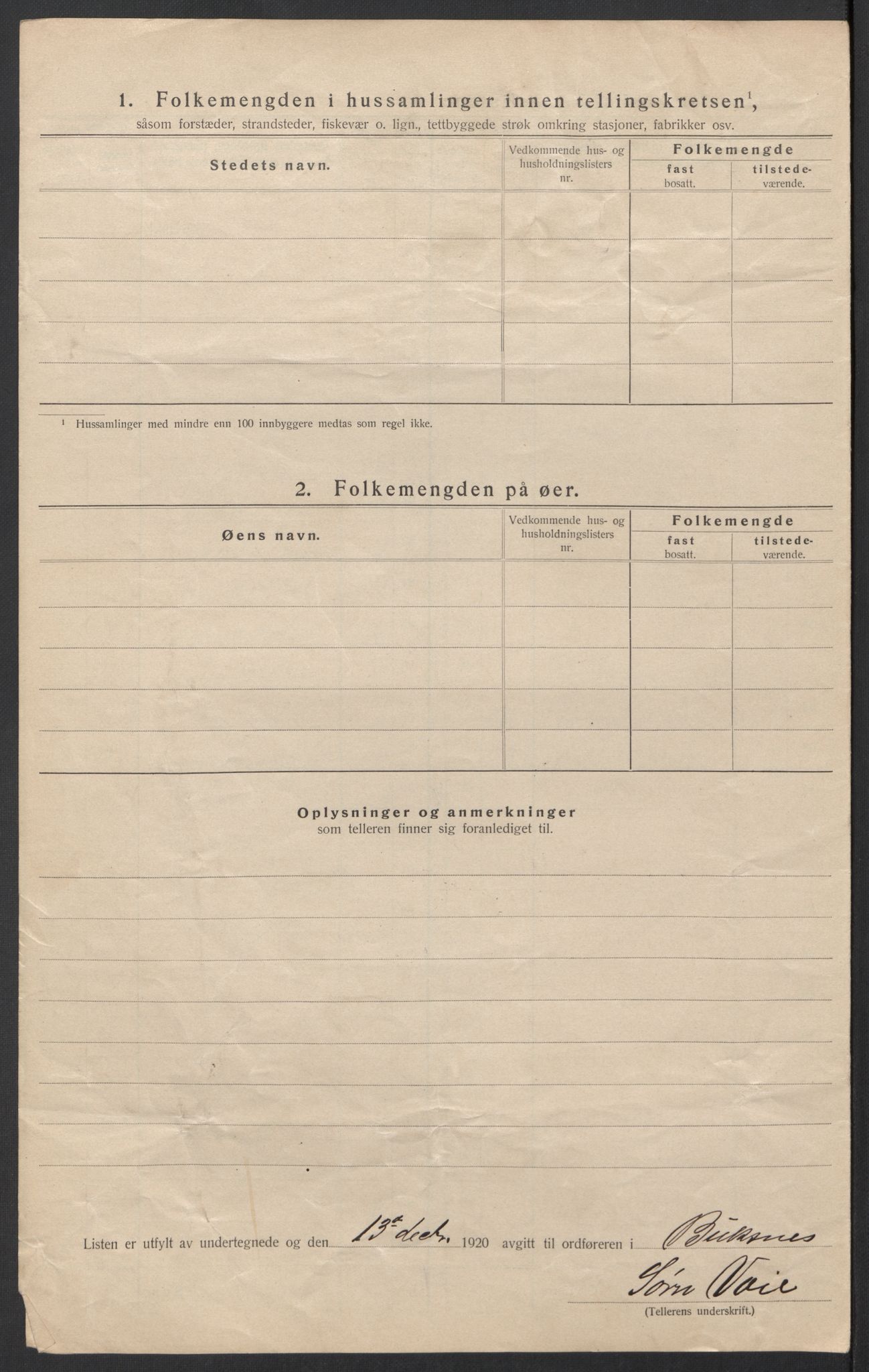 SAT, 1920 census for Buksnes, 1920, p. 17