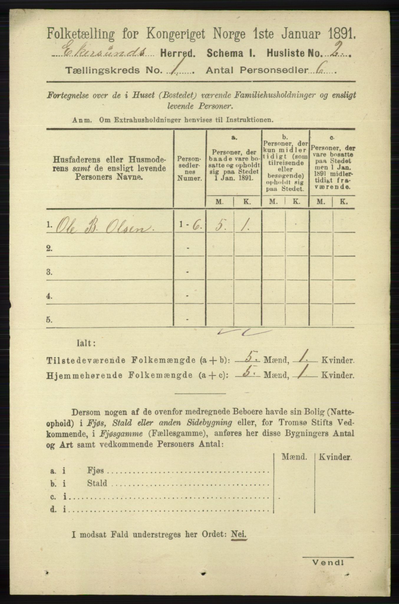 RA, 1891 census for 1116 Eigersund herred, 1891, p. 23