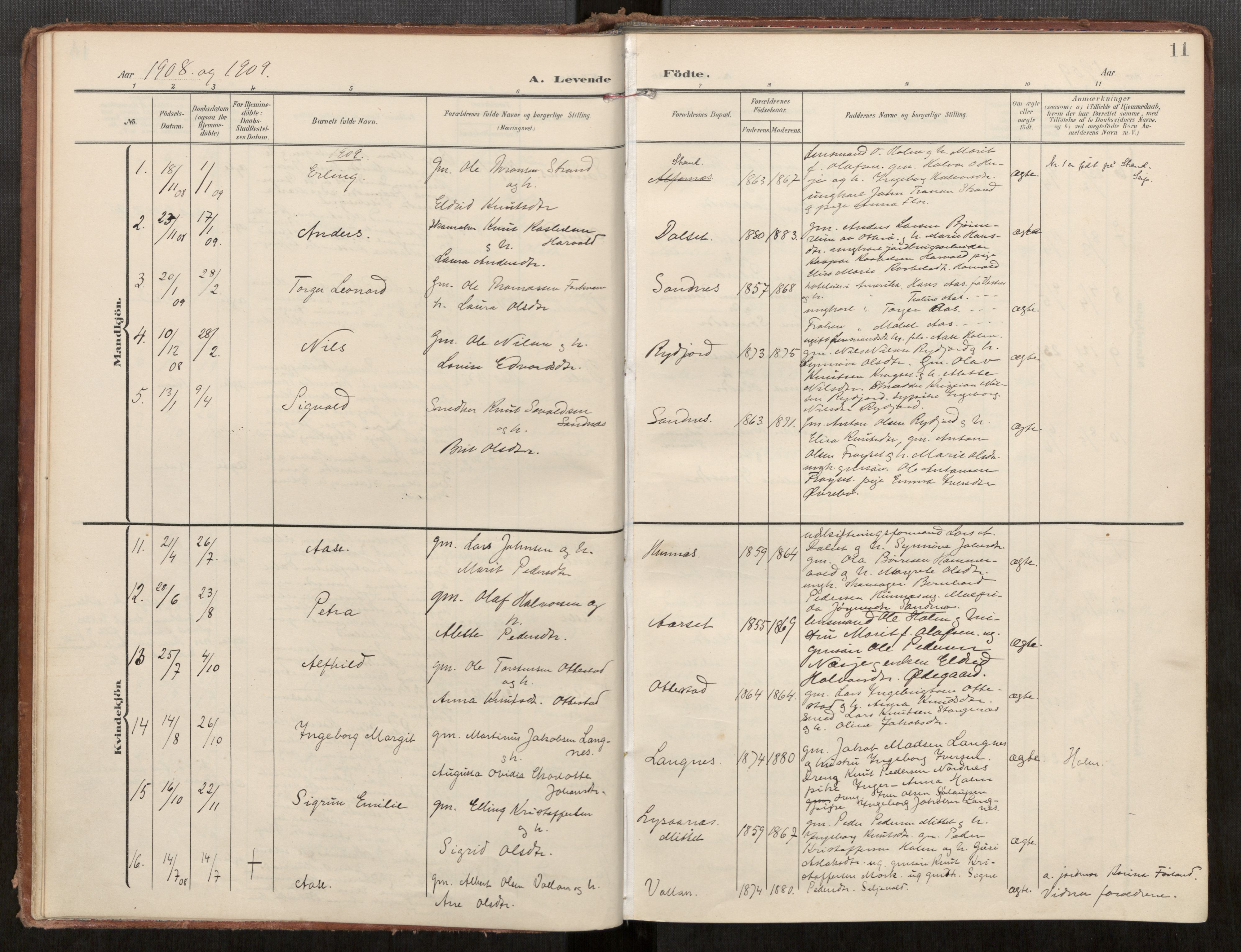 Ministerialprotokoller, klokkerbøker og fødselsregistre - Møre og Romsdal, AV/SAT-A-1454/549/L0618: Parish register (official) no. 549A01, 1906-1927, p. 11