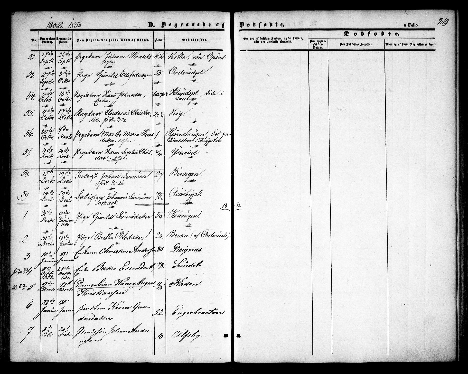 Rødenes prestekontor Kirkebøker, AV/SAO-A-2005/F/Fa/L0006: Parish register (official) no. I 6, 1850-1859, p. 219